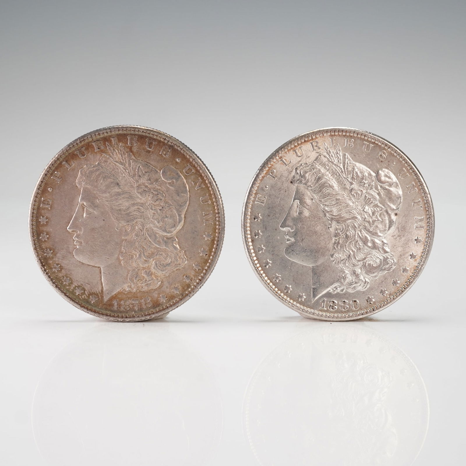 2pc 1878-S and 1880 Morgan Silver Dollars (1 of 2)