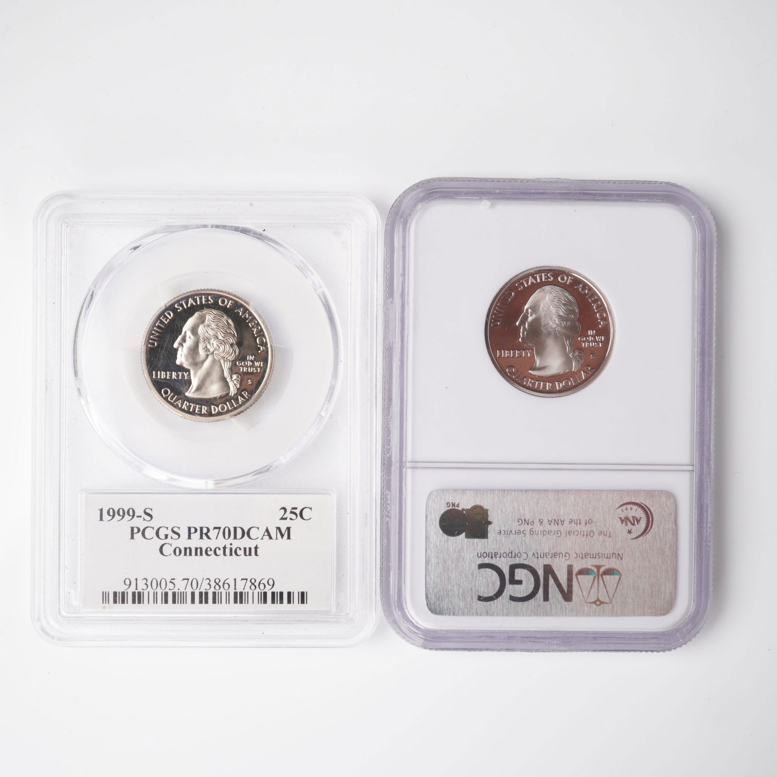 2pc 1999 & 2005 PCGS Certified Quarter & NGC Certified Quarter Graded PF70 (1 of 2)