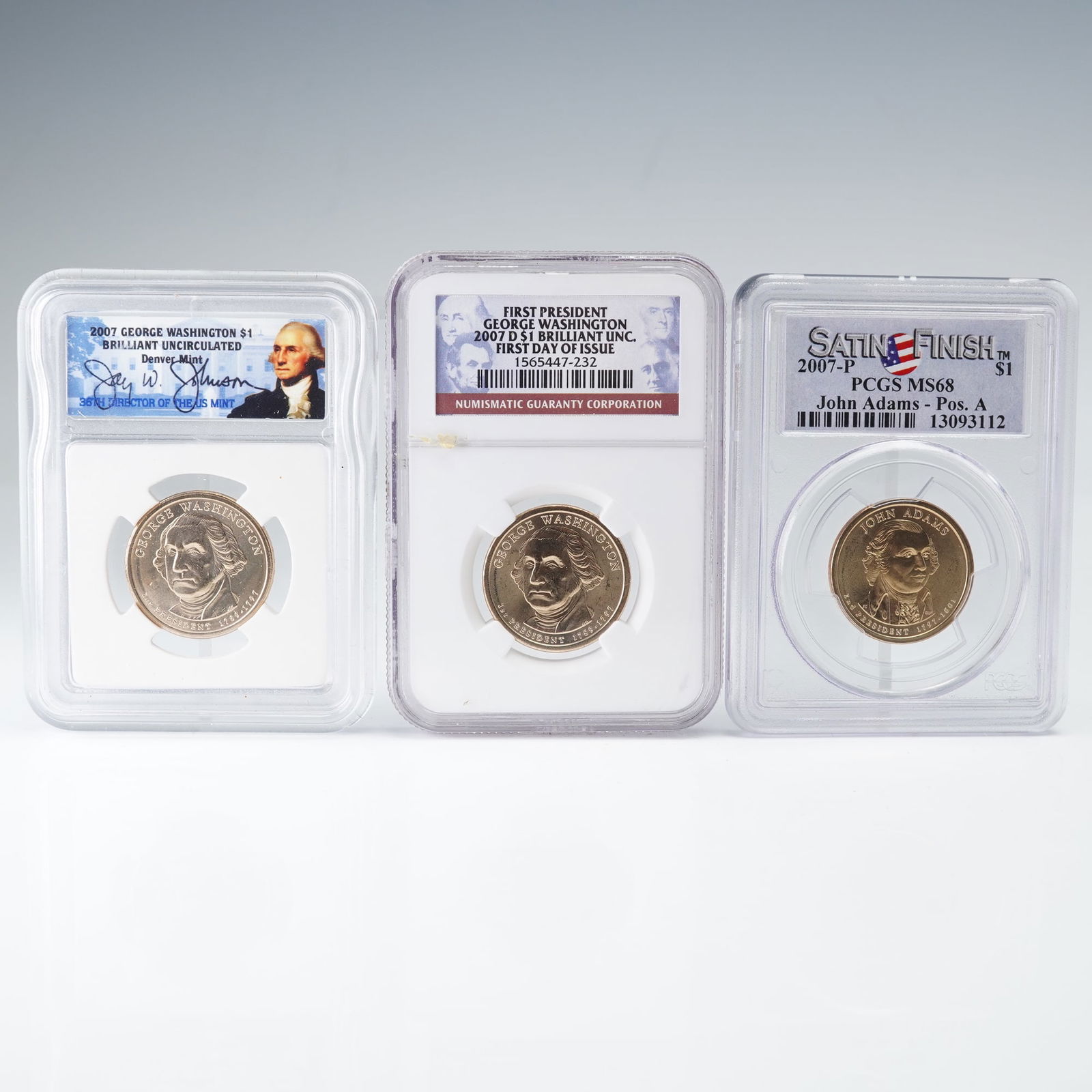 3pc 2007 Presidential $1 Coins PCGS & ANACS Graded (1 of 4)