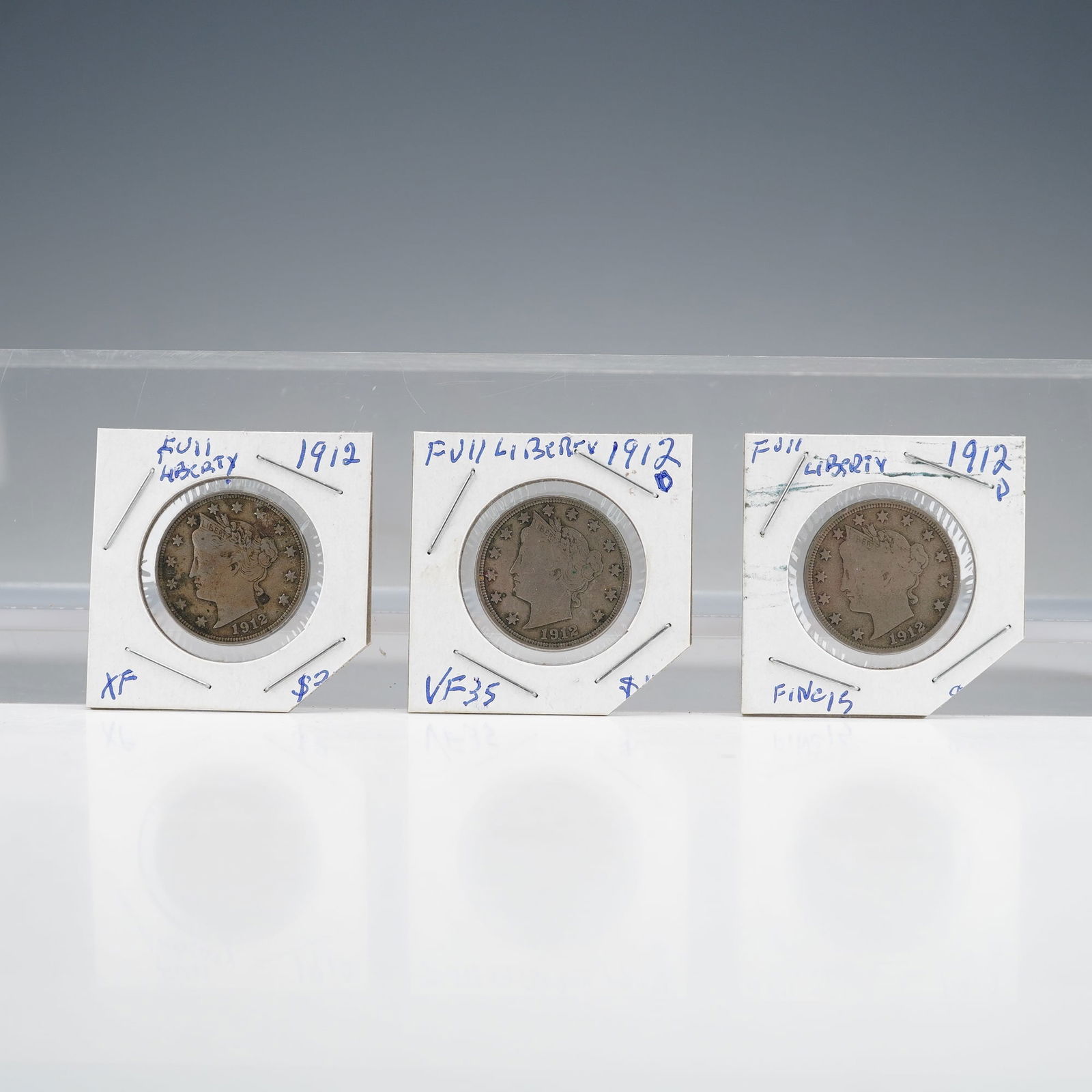 3pc US 1912 Liberty Head Nickels, (1 of 4)