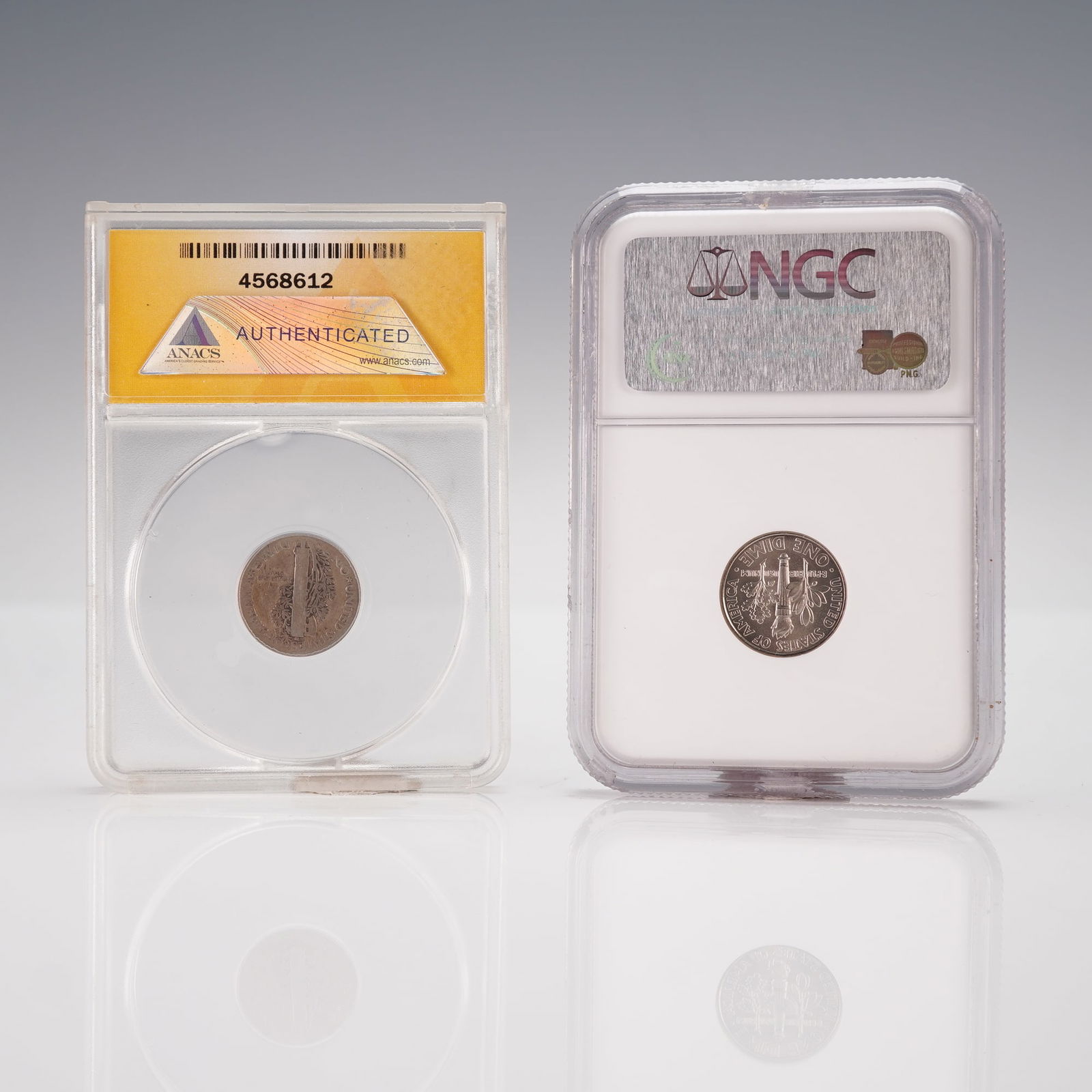 2pc 1921-D Mercury & 2006-P Roosevelt Dimes ANACS & NGC Graded Coins (1 of 2)