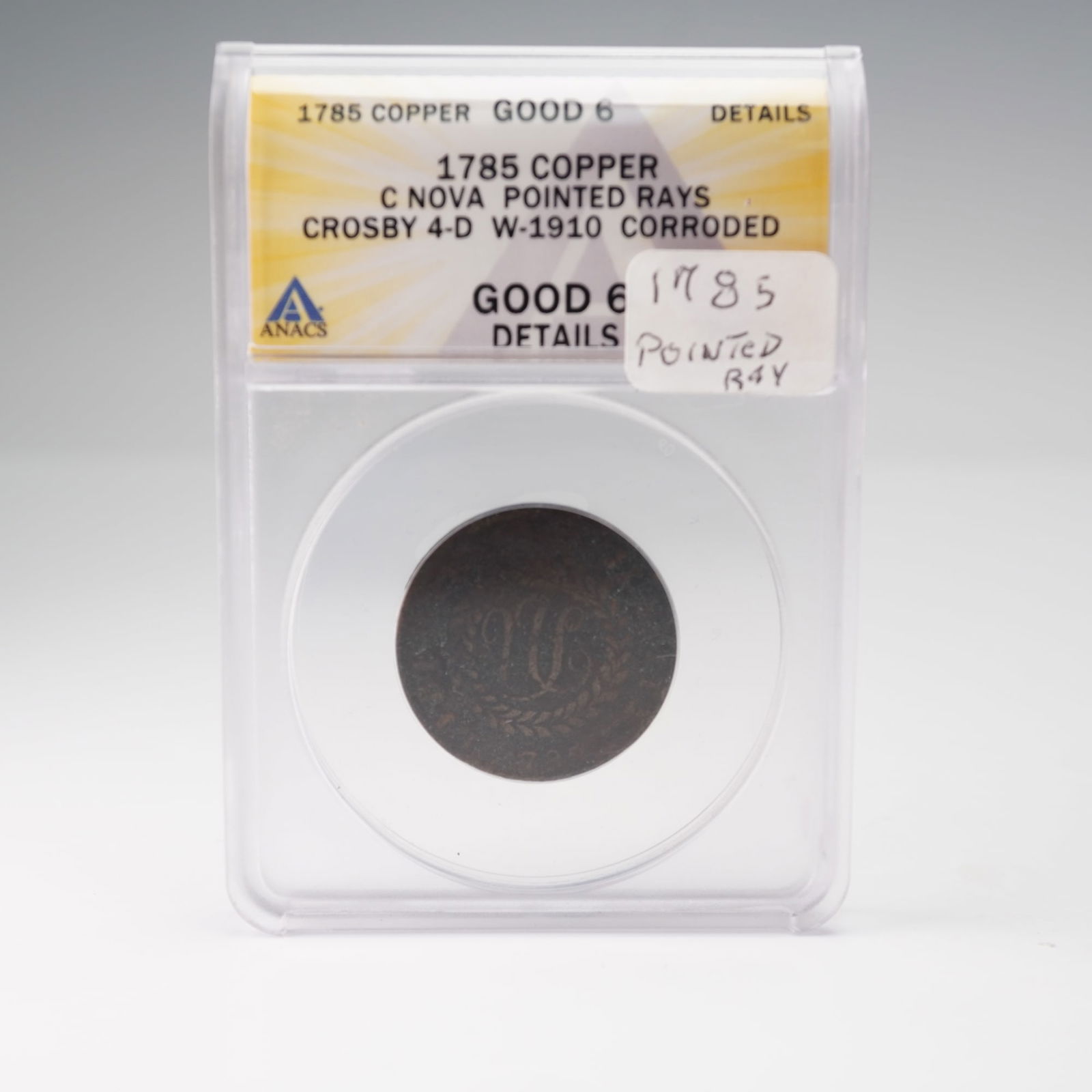 1785 Nova Constellatio Copper Pointed Rays ANACS Graded Good 6 Coin (1 of 4)