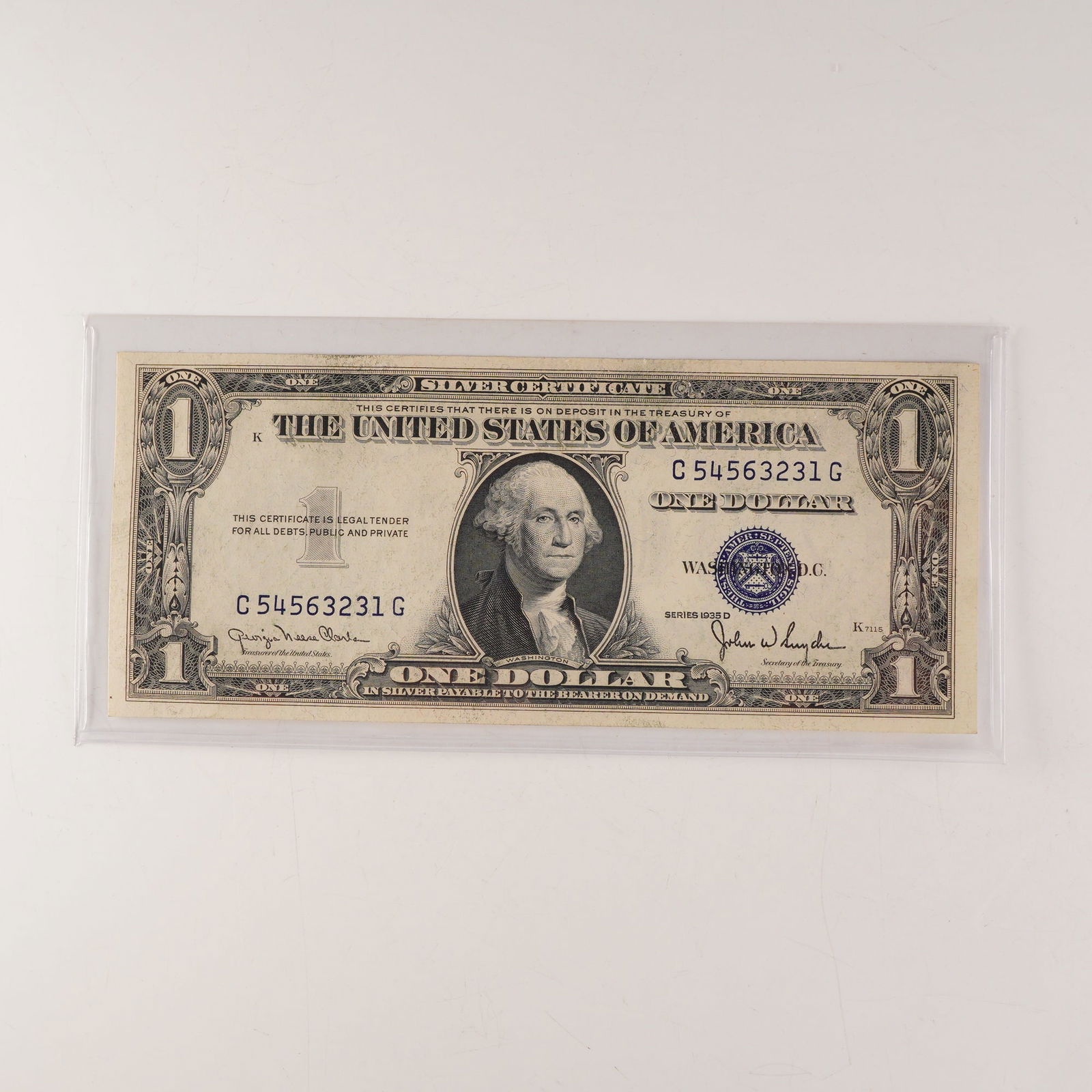 1935D U.S. One Dollar Silver Certificate, Uncirculated w/Error Ink Smear (1 of 2)