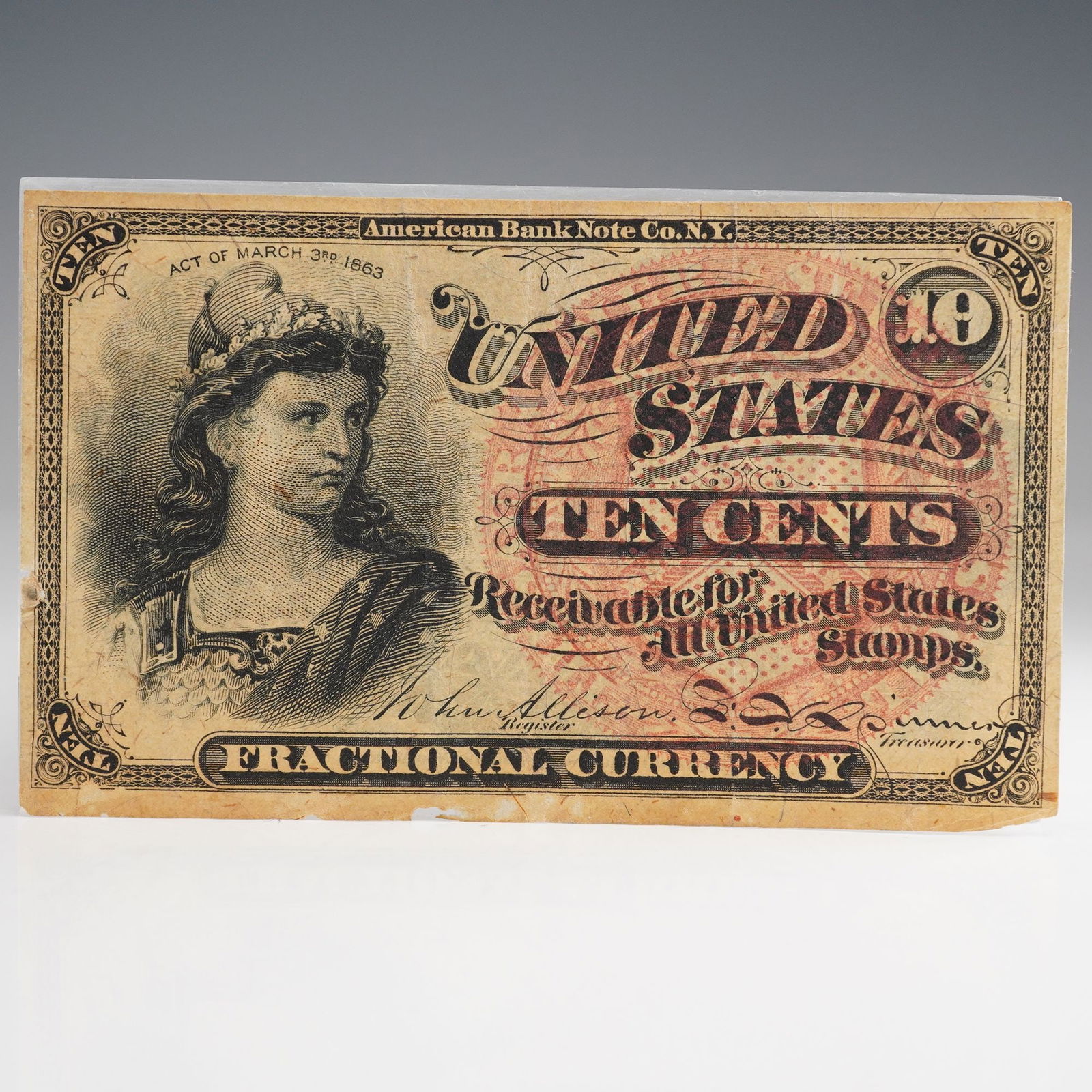 1863 U.S. Fractional Currency Ten Cents - American Bank Note Co., New York (1 of 7)