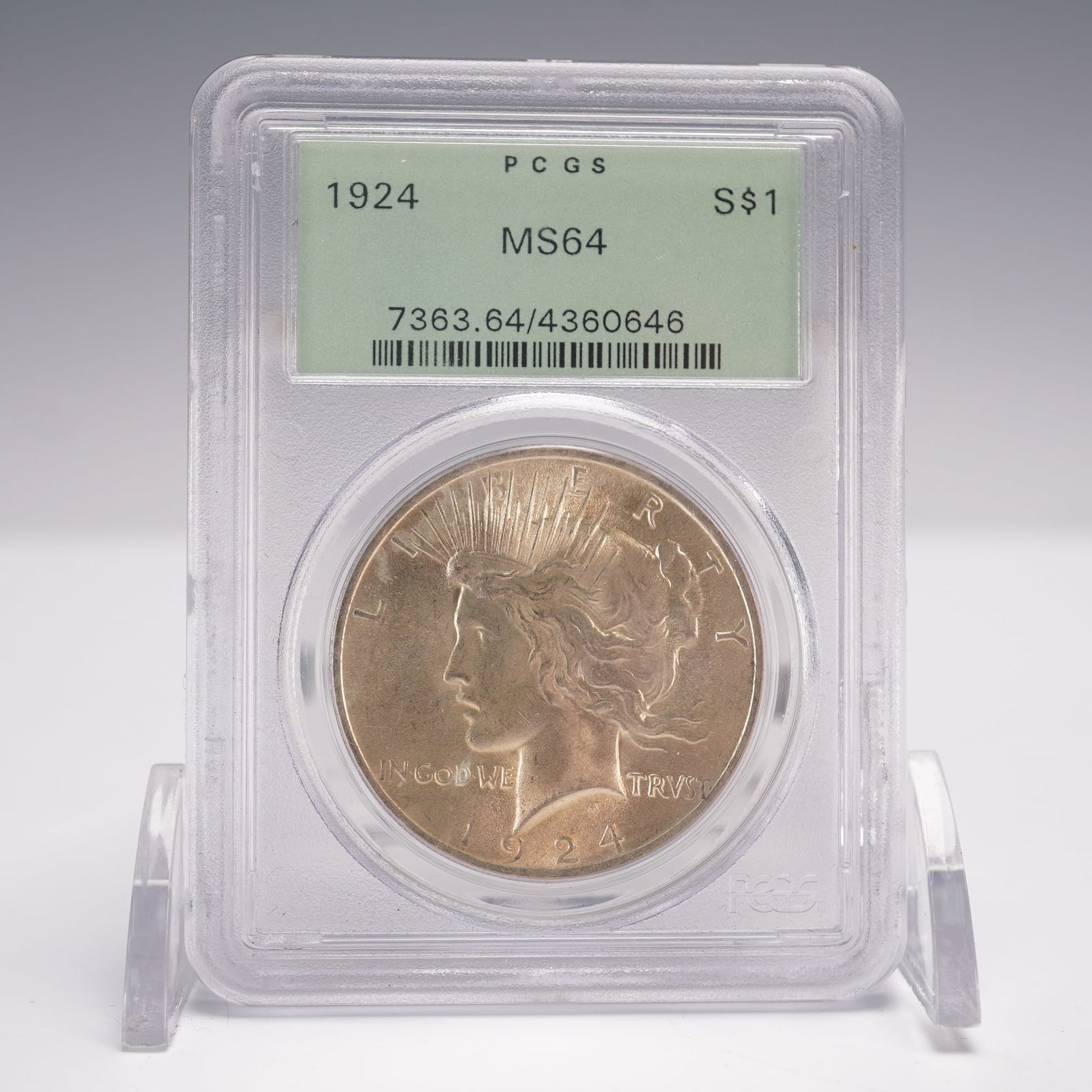 1924 American Silver Peace One Dollar PCGS Graded MS64 (1 of 3)