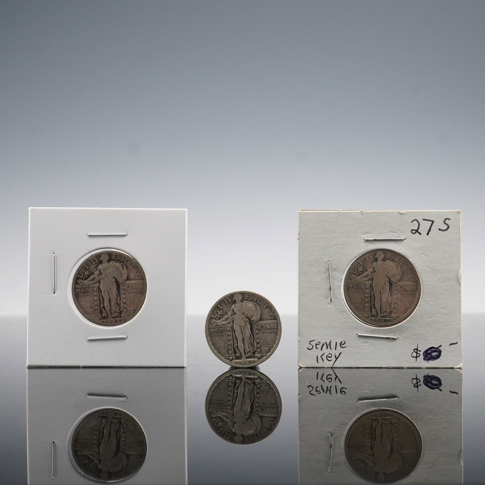 3pc 1923, 1927-D, and 1927-S Standing Liberty Type 2 Silver Quarters (1 of 8)