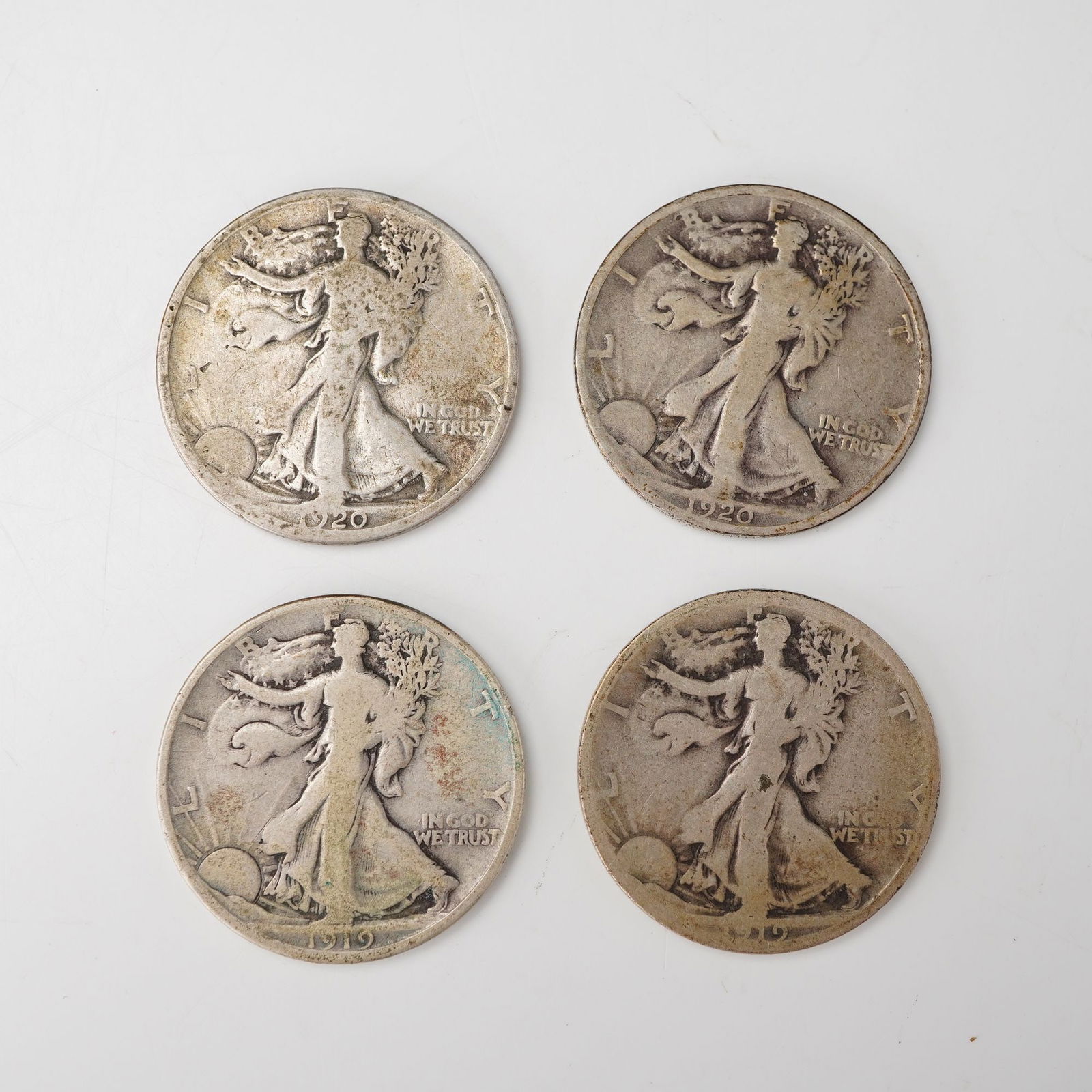 4pc 1919-1920 Walking Liberty Half Dollar Coins (1 of 4)
