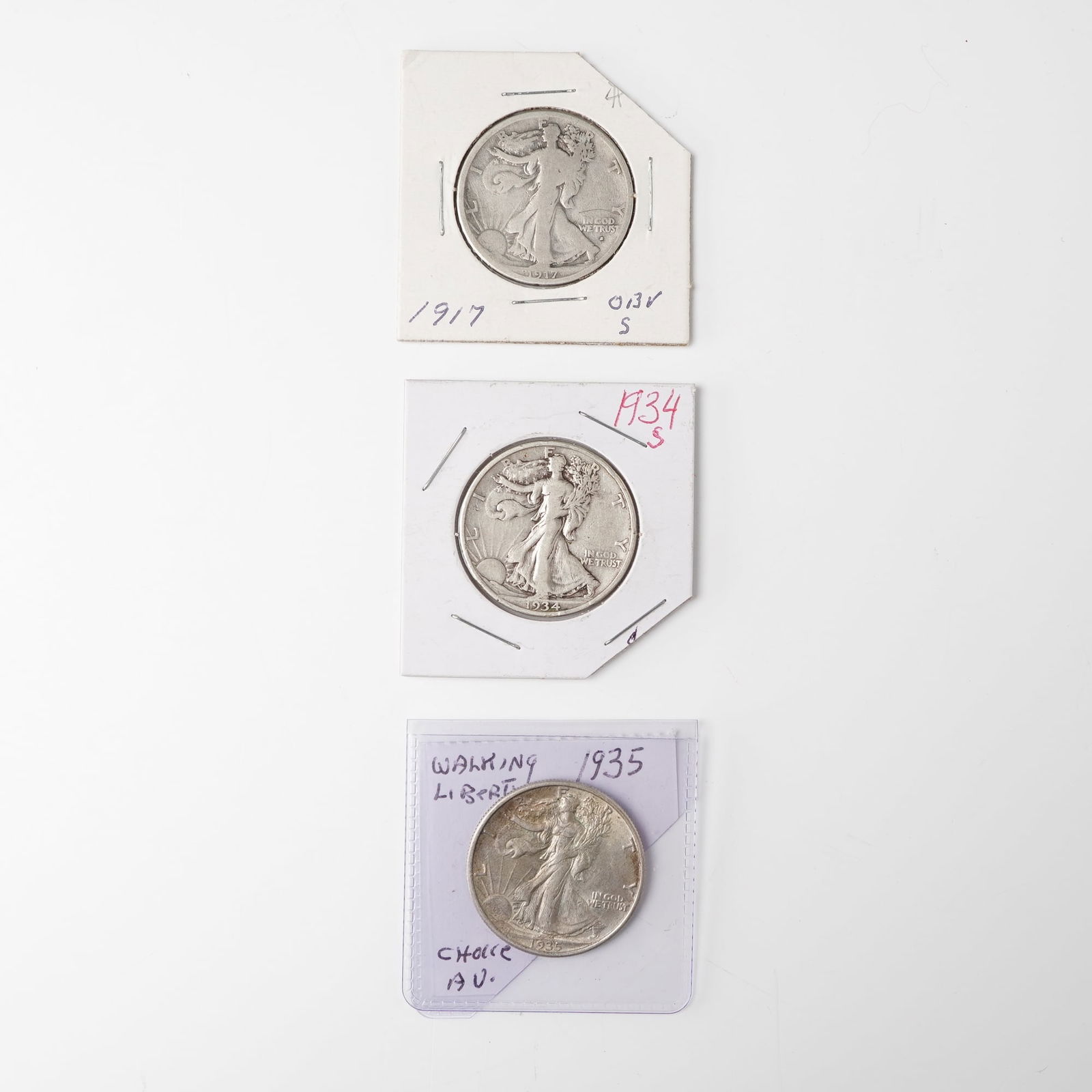 3pc 1917-S to 1935 Walking Liberty Silver Half Dollars (1 of 4)