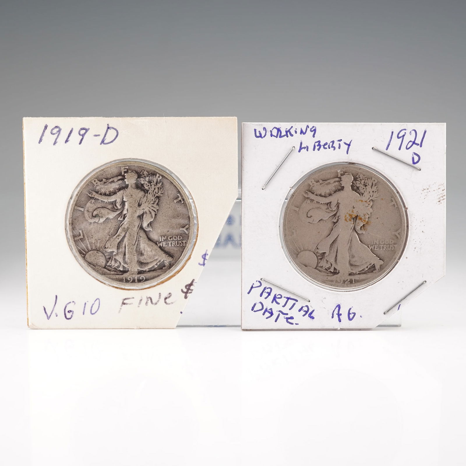 2pc 1919-D to 1921-D Walking Liberty Silver Half Dollars (1 of 2)