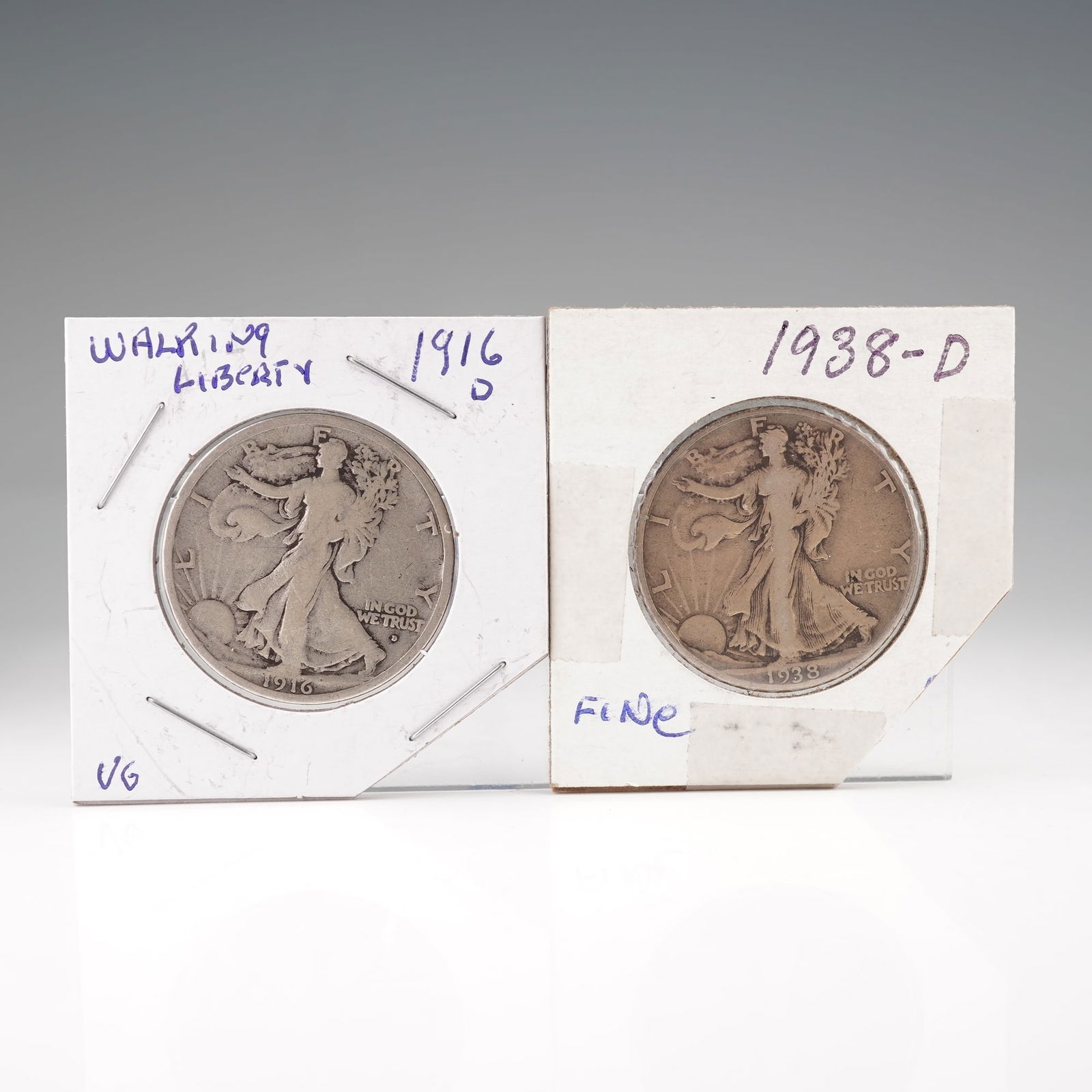 2pc 1916-D to 1938-D Walking Liberty Half Dollars (1 of 2)
