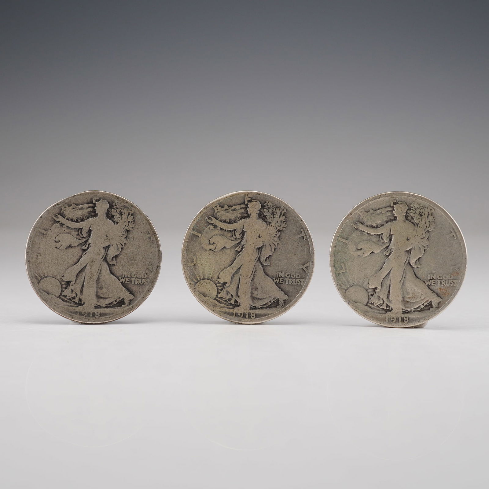 3pc 1918-D,P,S U.S. Walking Liberty Half Dollar Coins (1 of 5)