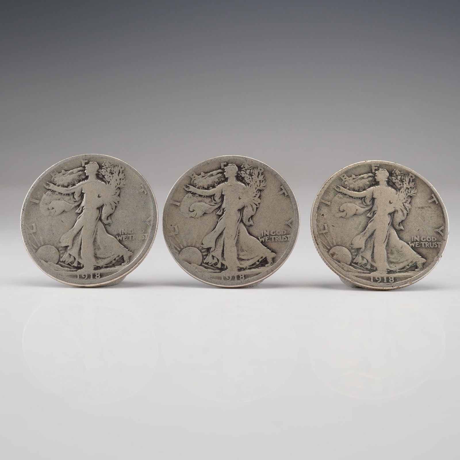 3pc 1918- S & D Walking Liberty Silver Half Dollars (1 of 5)