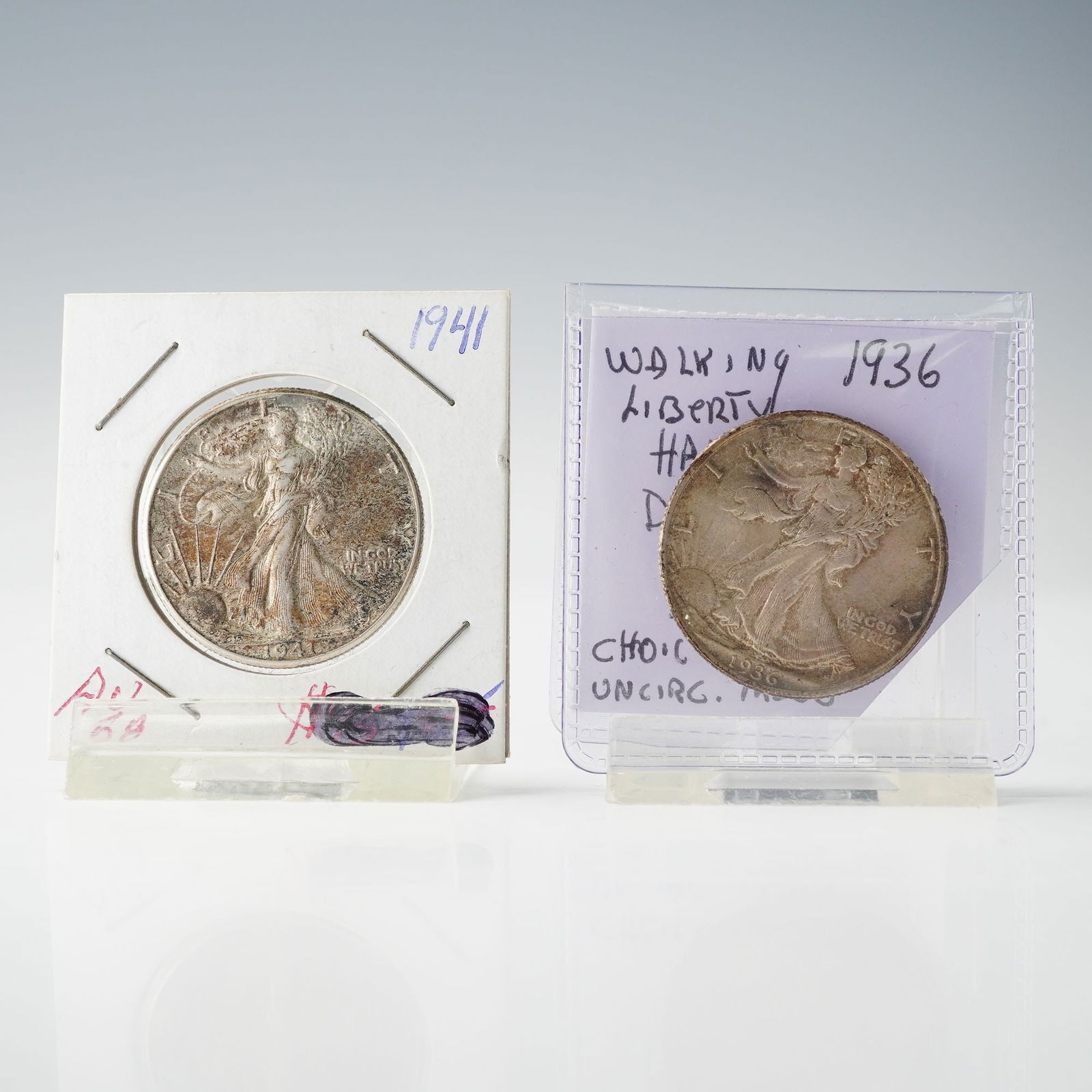 2pc 1936 to 1941 Walking Liberty Silver Half Dollars (1 of 5)