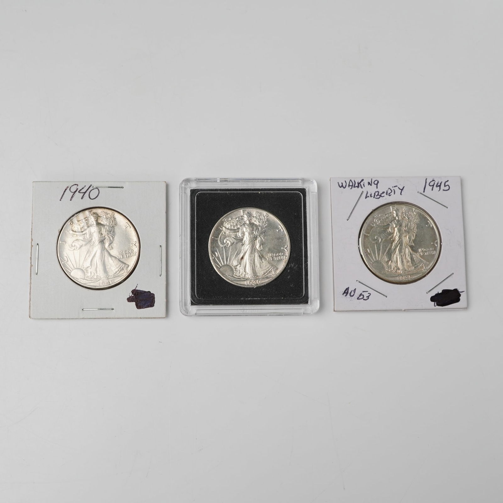 3pc 1939 to 1945 Walking Liberty Silver Half Dollars (1 of 4)