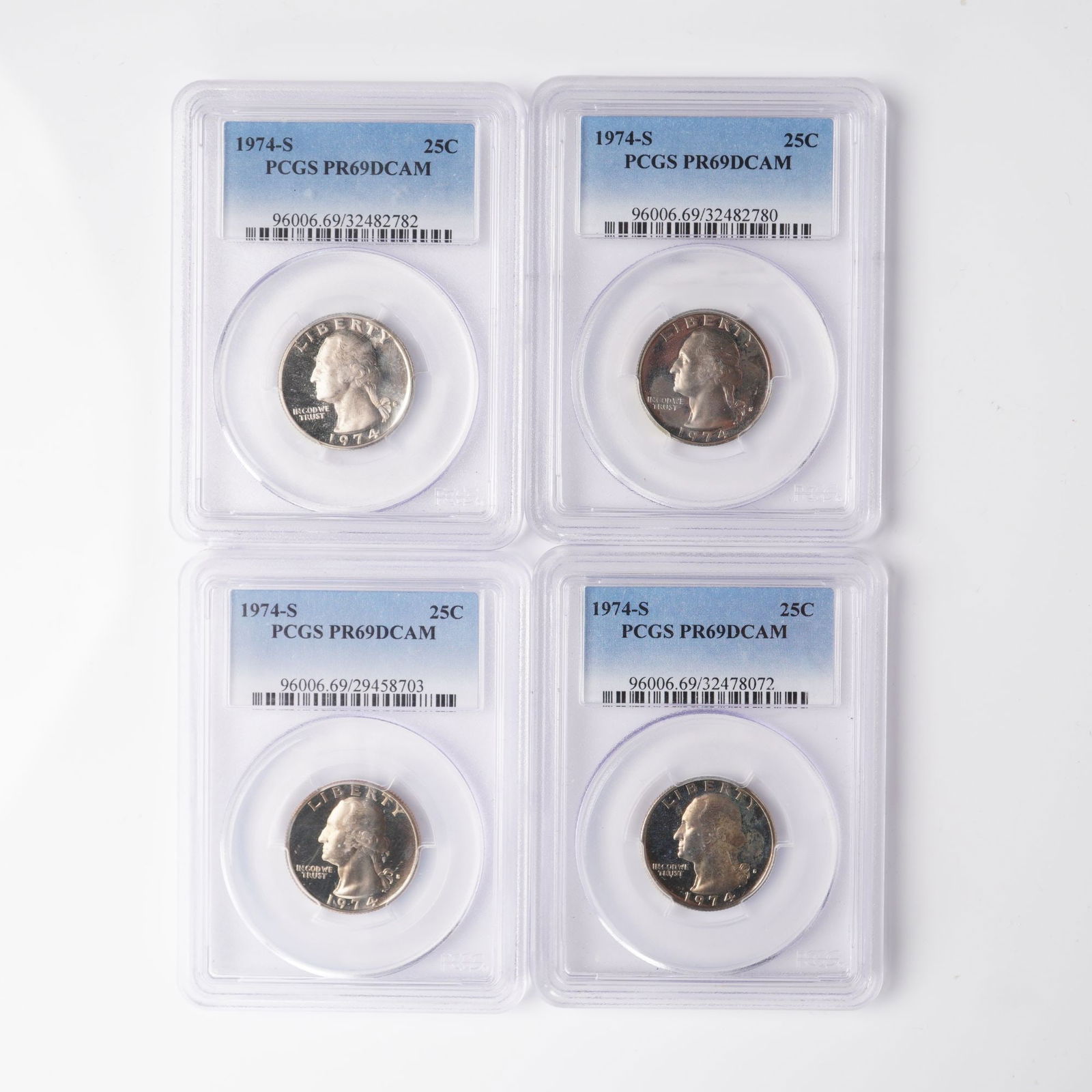 4pc 1974-S Washington Quarters PCGS Certified, PR69 DCAM (1 of 2)