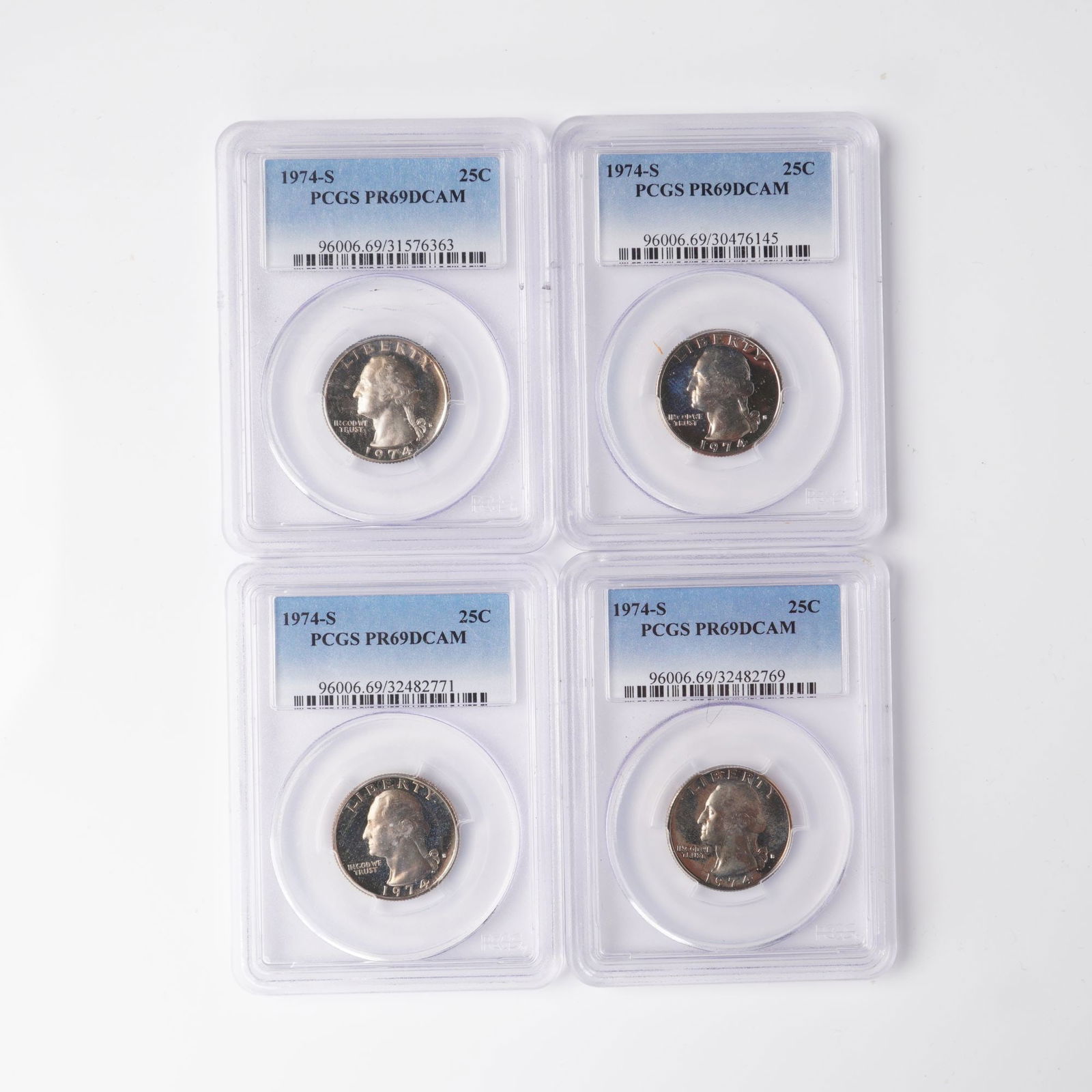 4pc 1974-S Washington Quarters PCGS Certified, PR69 DCAM (1 of 2)