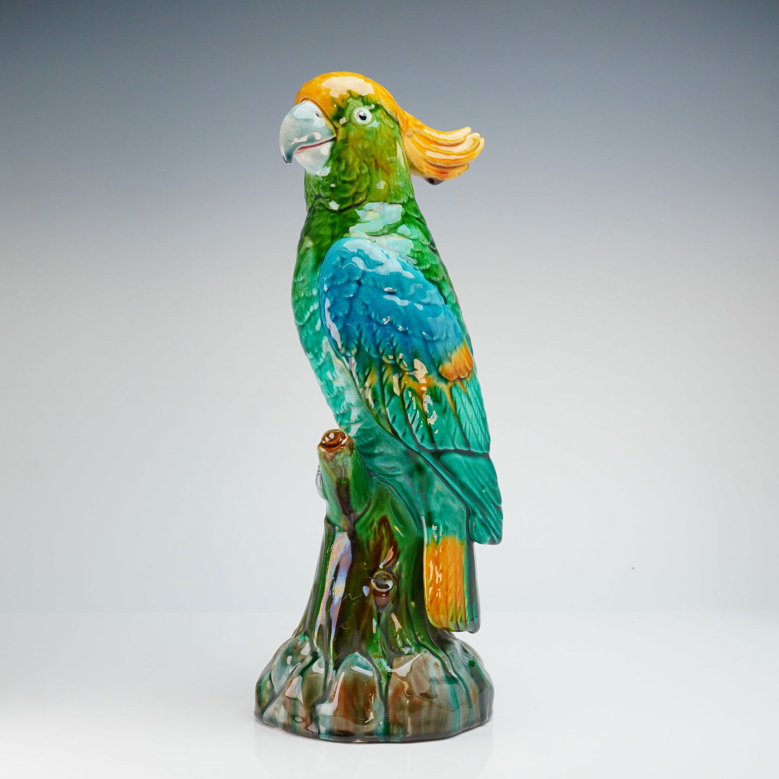 Minton Majolica Parrot Feather Crown Down Sculpture (1 of 4)