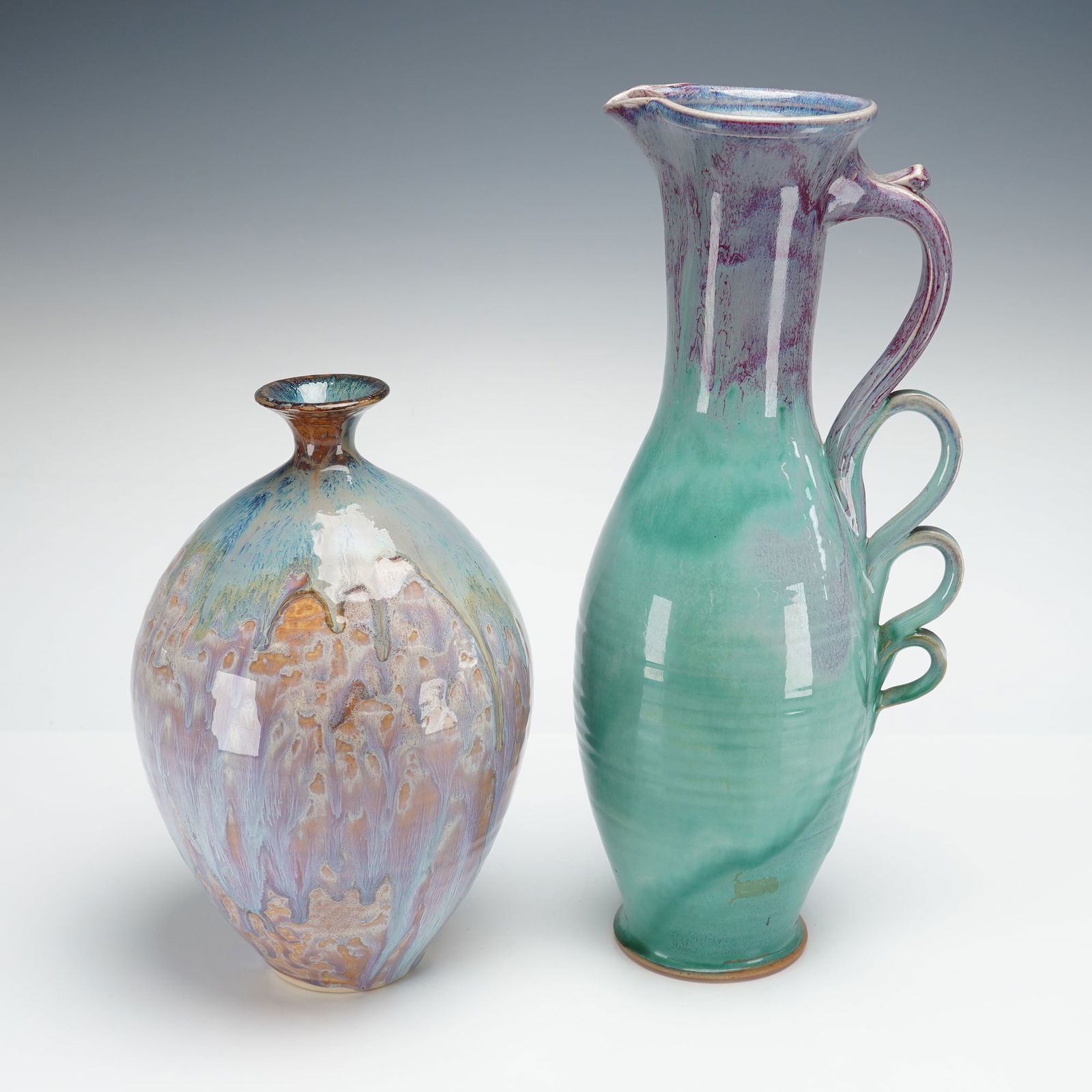 2pc Studio Ceramic Art Pottery, Ewer and Vase (1 of 5)