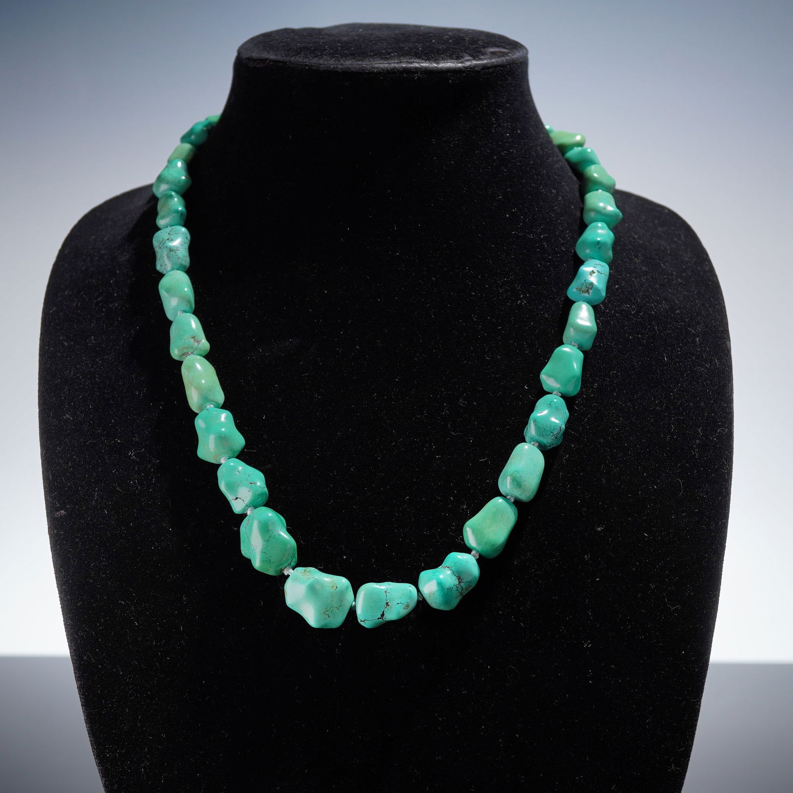 Turquoise Nugget Bead Necklace with 14K Gold Clasp (1 of 5)