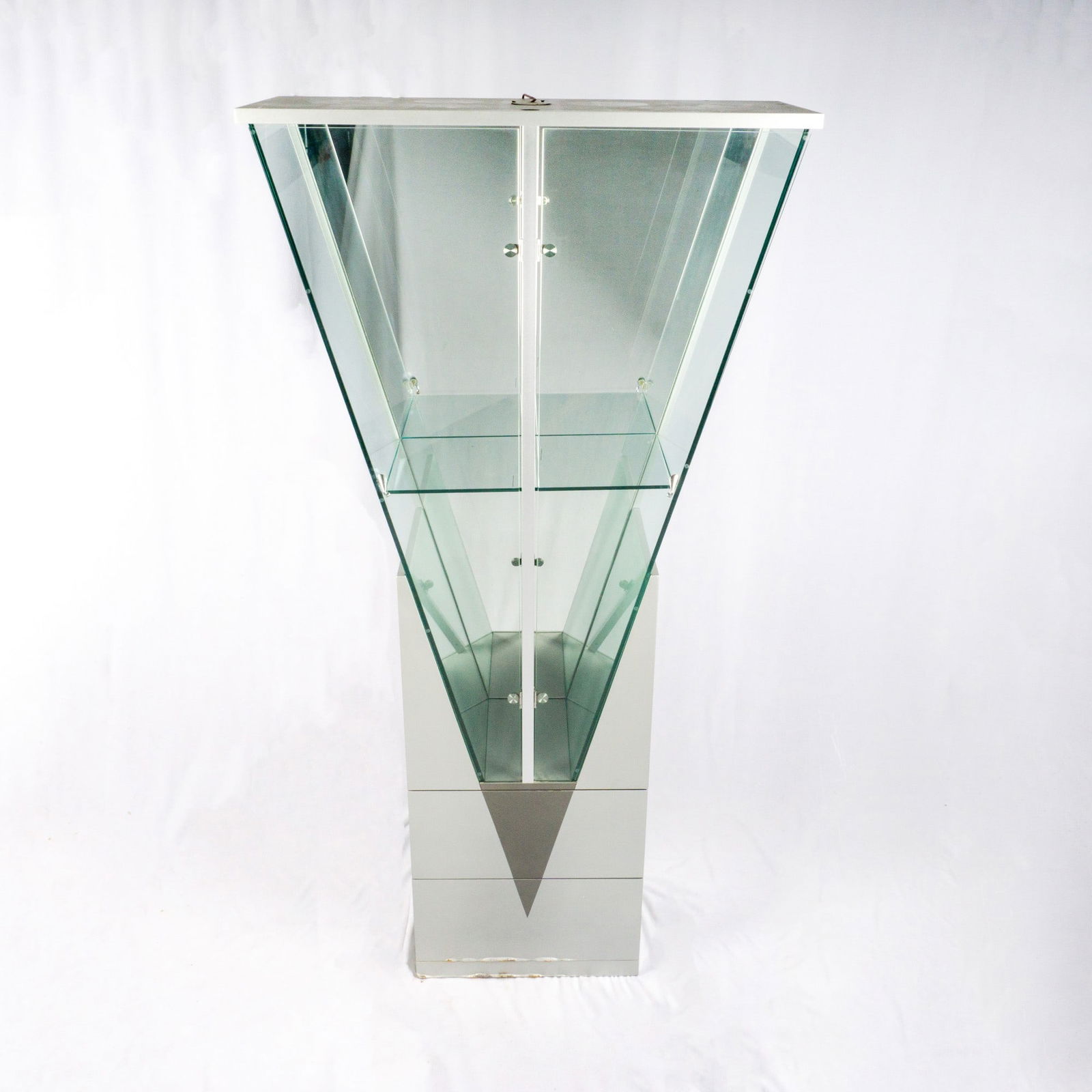 Contemporary Two-Shelf Glass Curio Cabinet with Drawers (1 of 10)