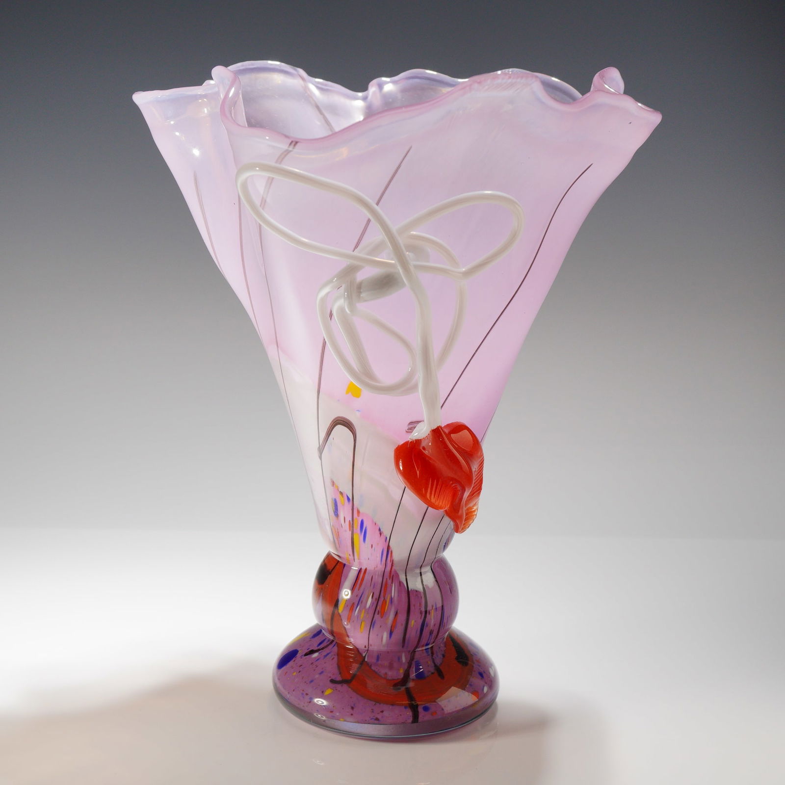 A Contemporary Studio Art Glass Vase with Applied Decoration (1 of 3)