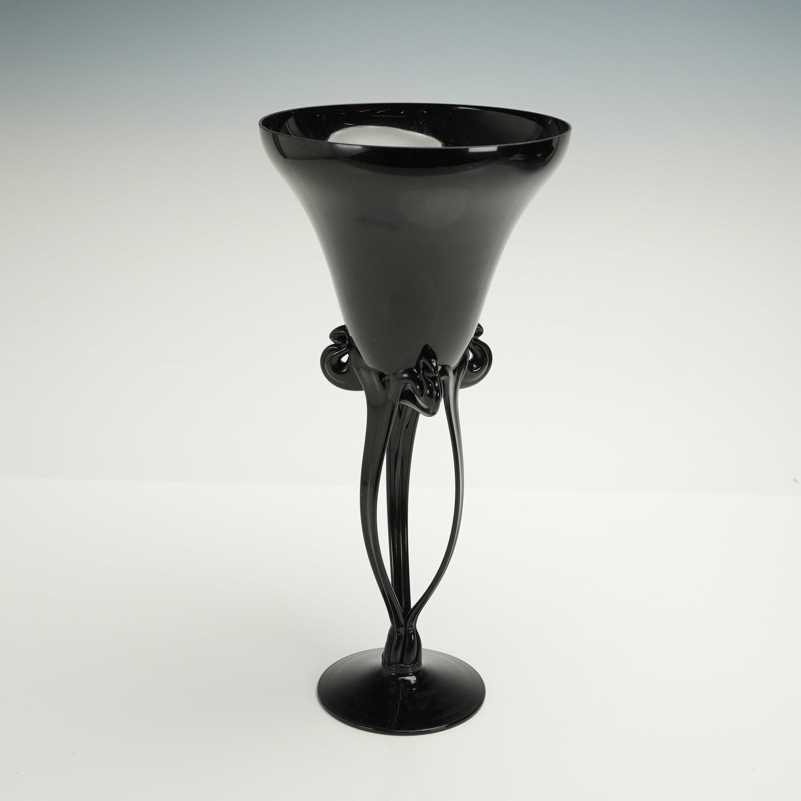 Makora Krosno Art Nouveau Style Black Glass Vase (1 of 4)