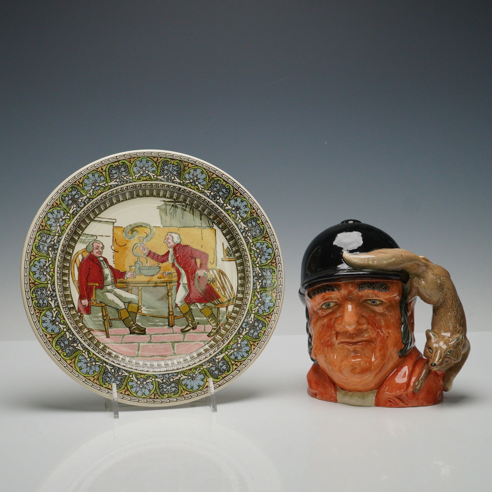 2pc Royal Doulton LG Character Jug, Gone Away D6531 + Plate (1 of 3)