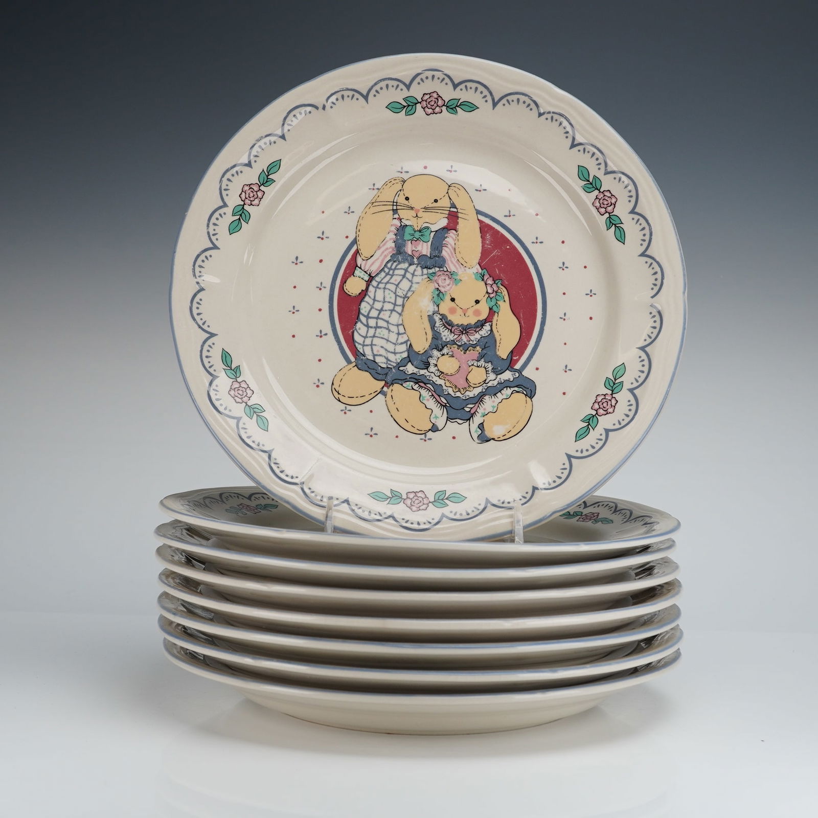 8pc Tabletops Unlimited Floppy Eared Bunnies Plates (1 of 3)