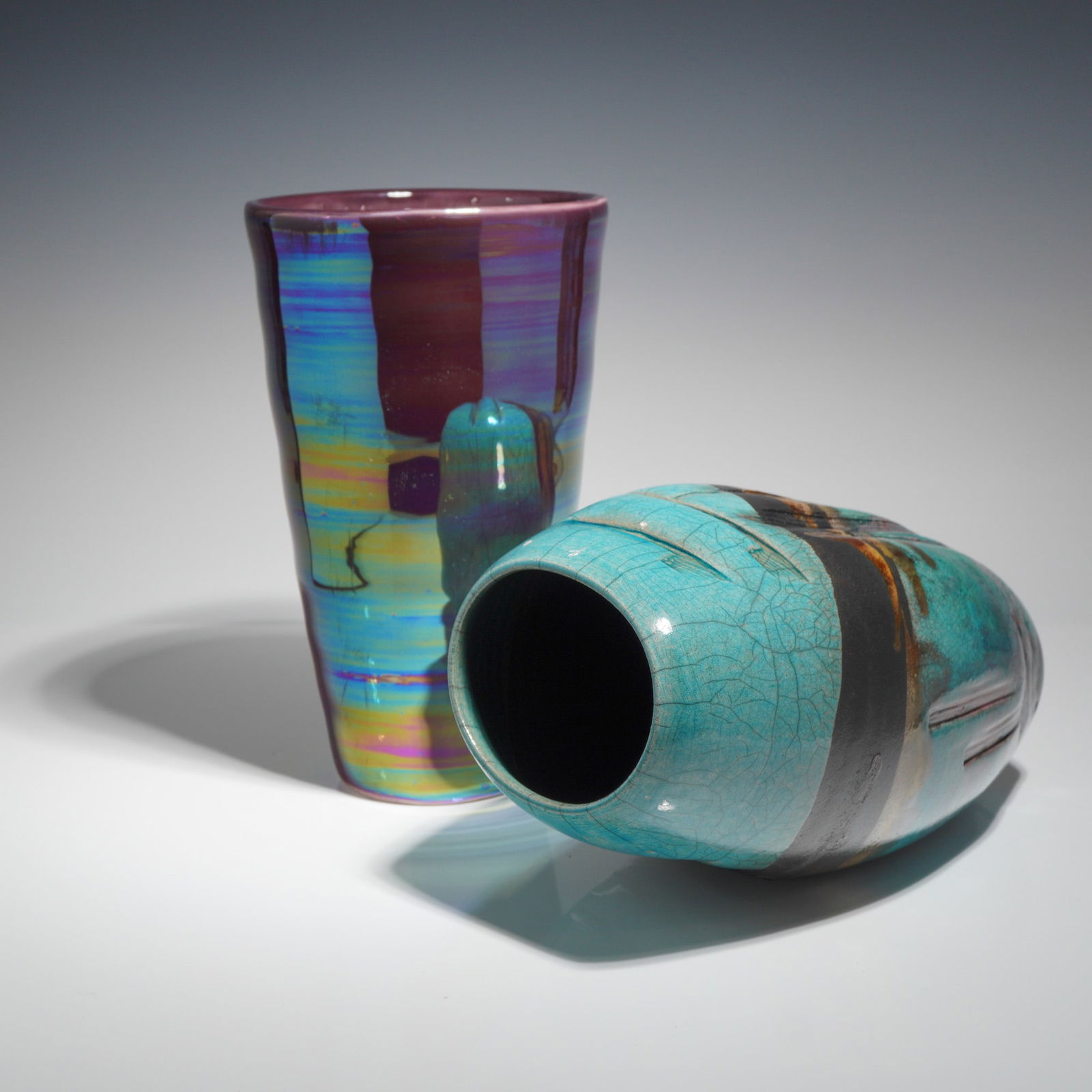 2pc Modern Studio Ceramic Vessels - 3