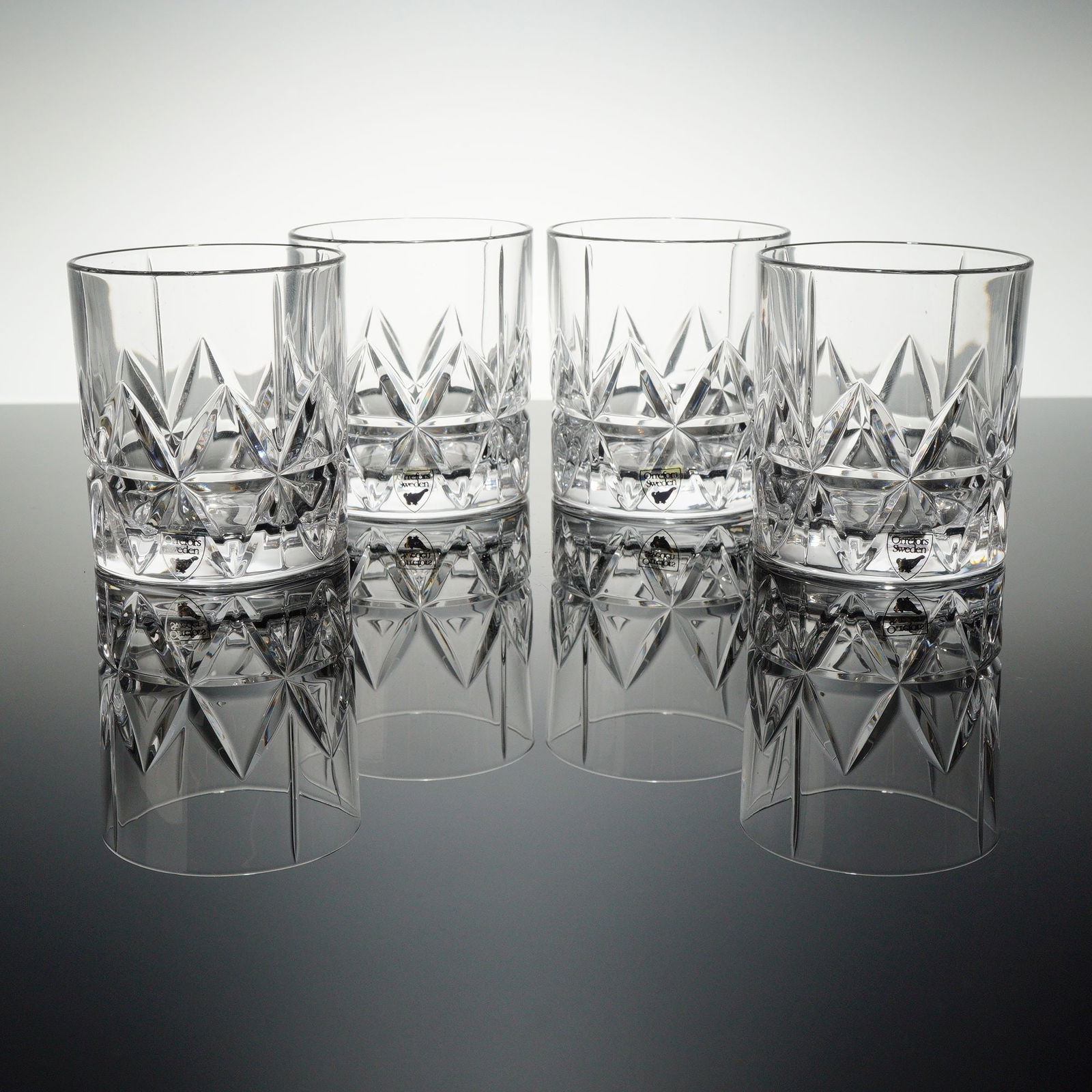 A Collection of 4 Orrefors Peak Double Old Fashioned Glasses (1 of 5)