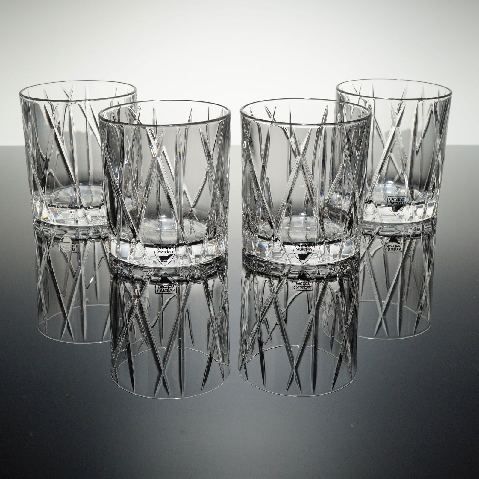 Set of 4 Orrefors City Double Old-Fashioned Crystal Glasses (1 of 4)