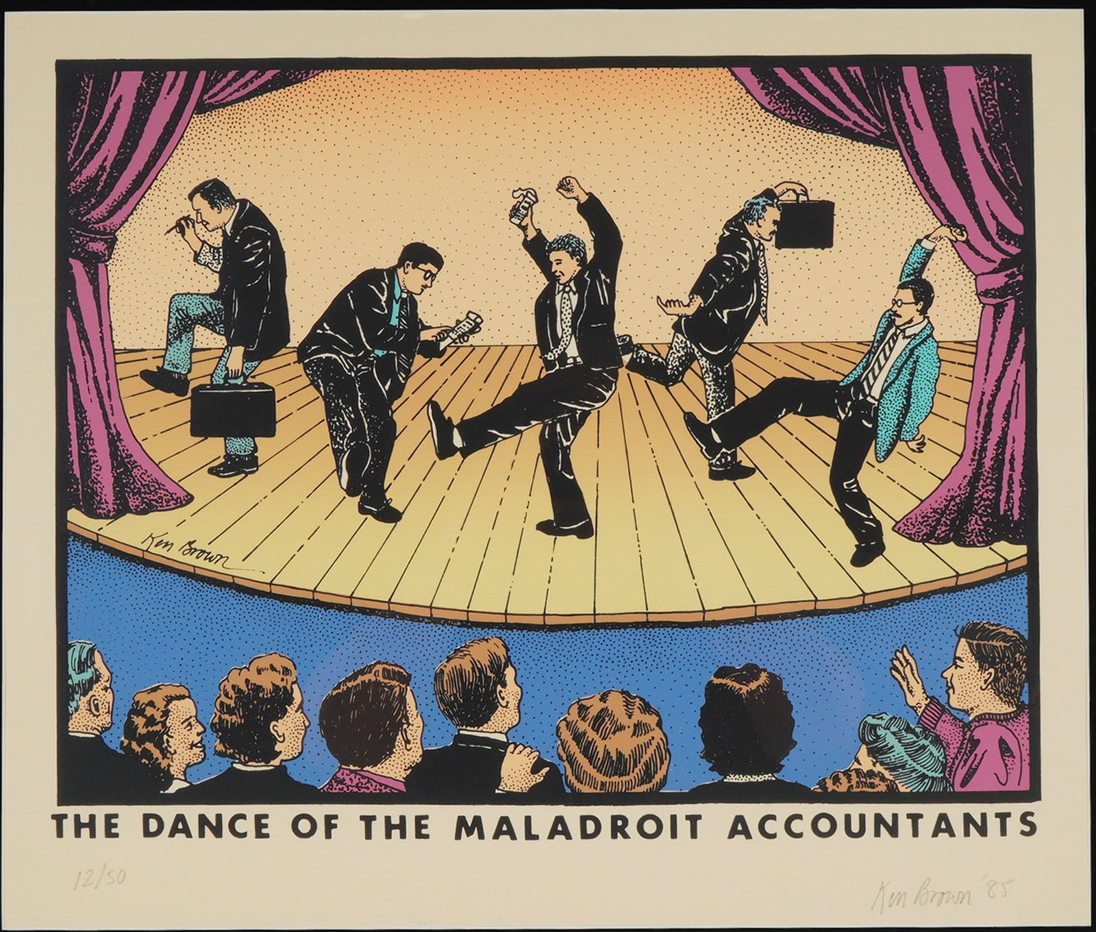 Ken Brown (American, b. 1948) Silkscreen Dance of the Maladroit Accountants (1 of 6)