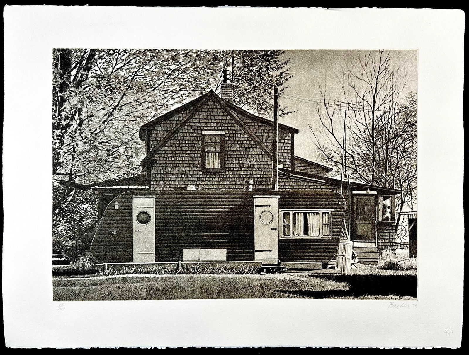 John Baeder (1938) Serigraph House With Trailer signed (1 of 3)