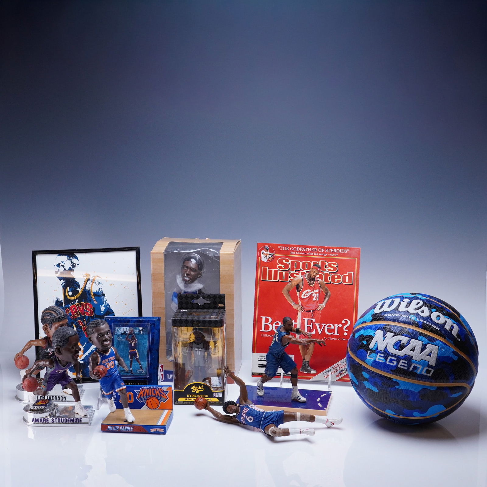 Collection of 11 Pieces of NBA Memorabilia Including Figurines and Wall Art (1 of 4)