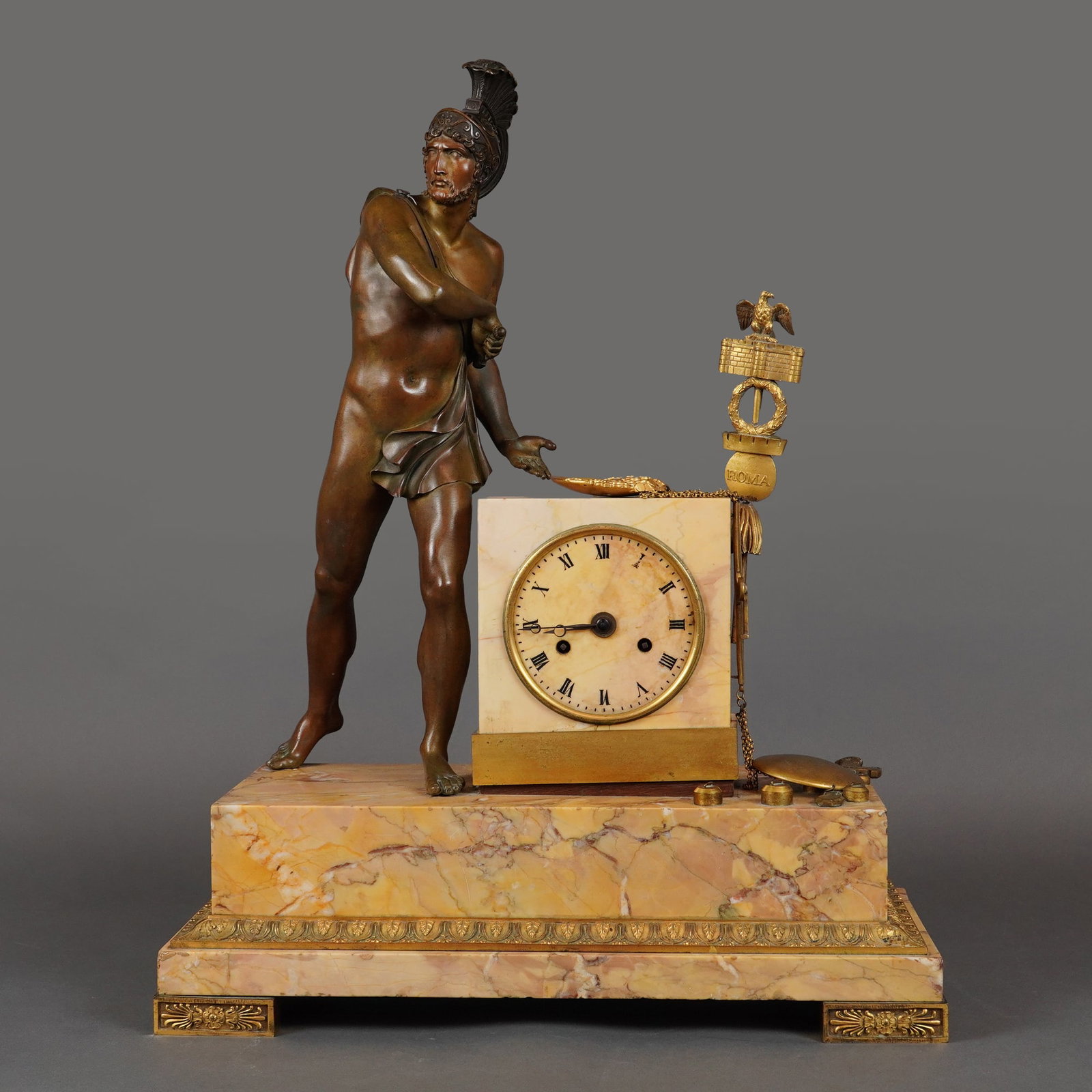 Gerard-Jean Galle Gilt Bronze Roman Warrior Mantel Clock (1 of 9)