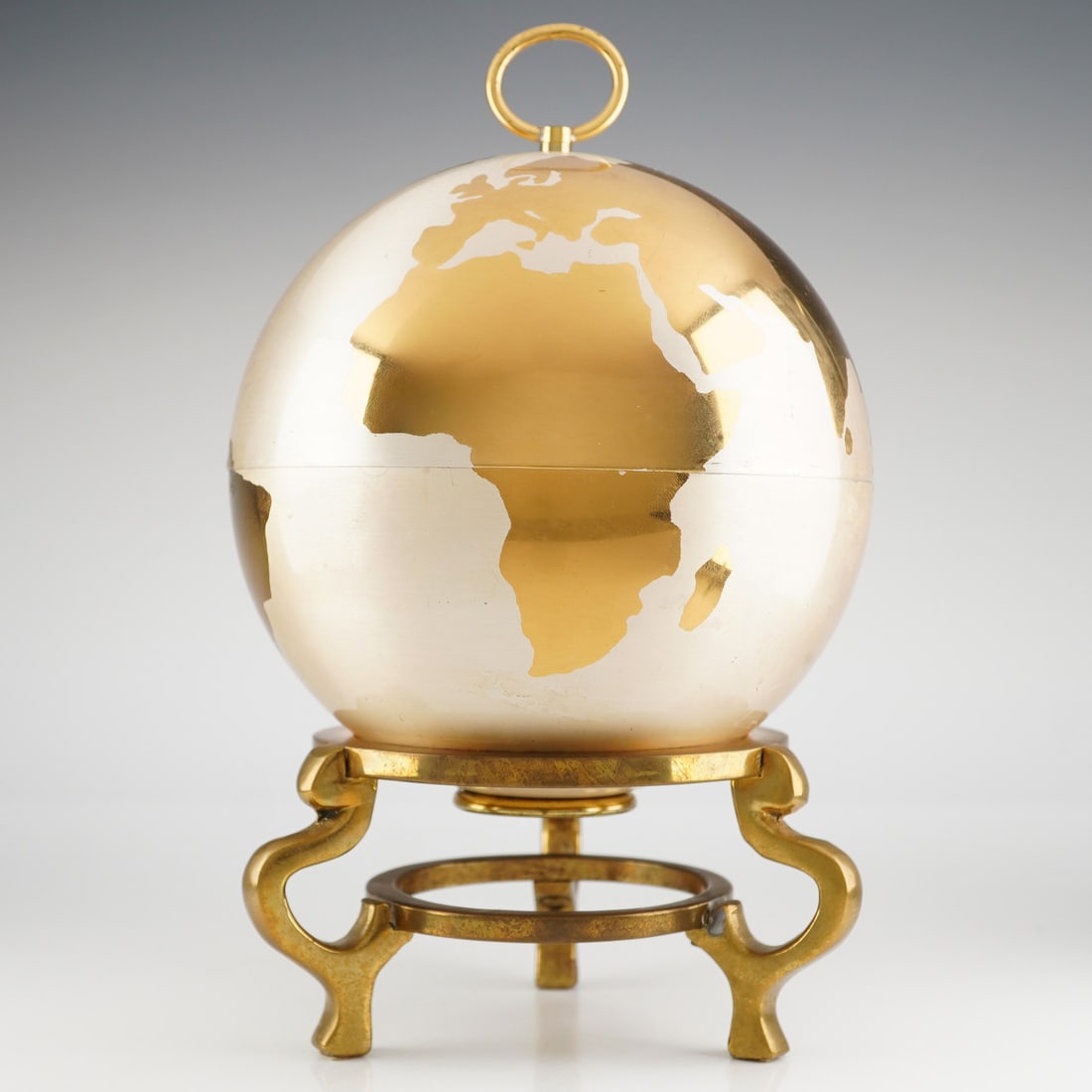 Mid-Century Modern Brass World Globe Cigarette Dispenser (1 of 6)