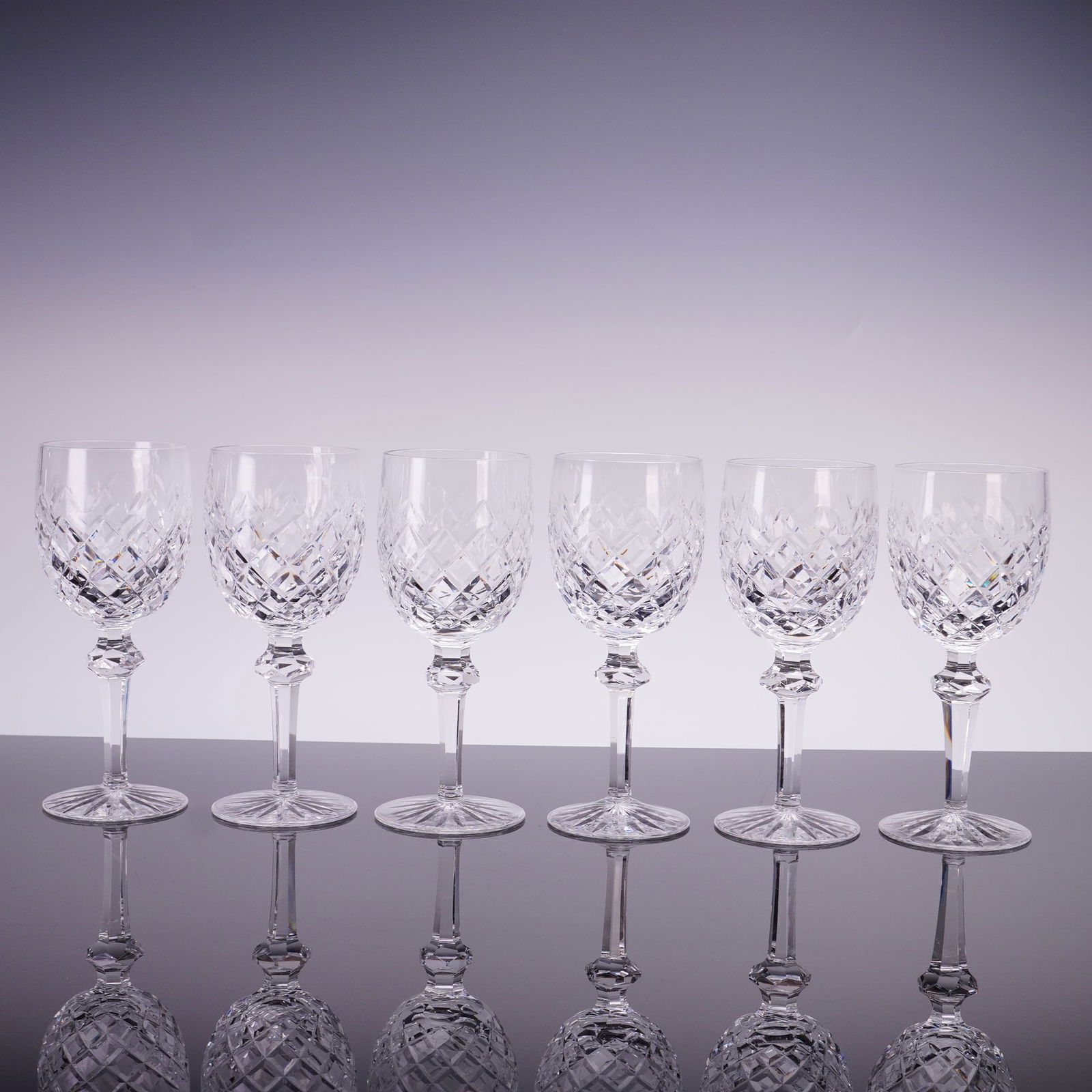 A Set of 6 Waterford Crystal Water Goblets in the Powerscourt Pattern (1 of 4)