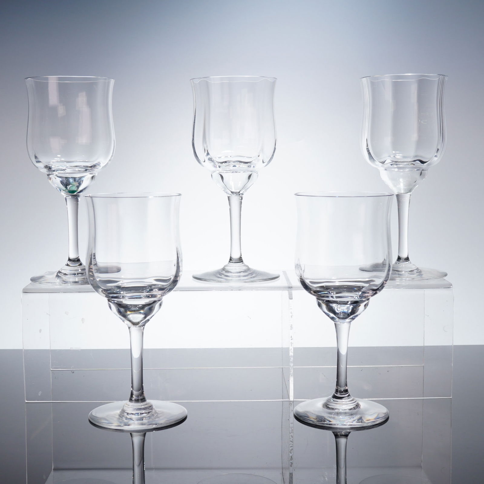 5pc Baccarat Optic Crystal Water Goblets, Capri (1 of 4)