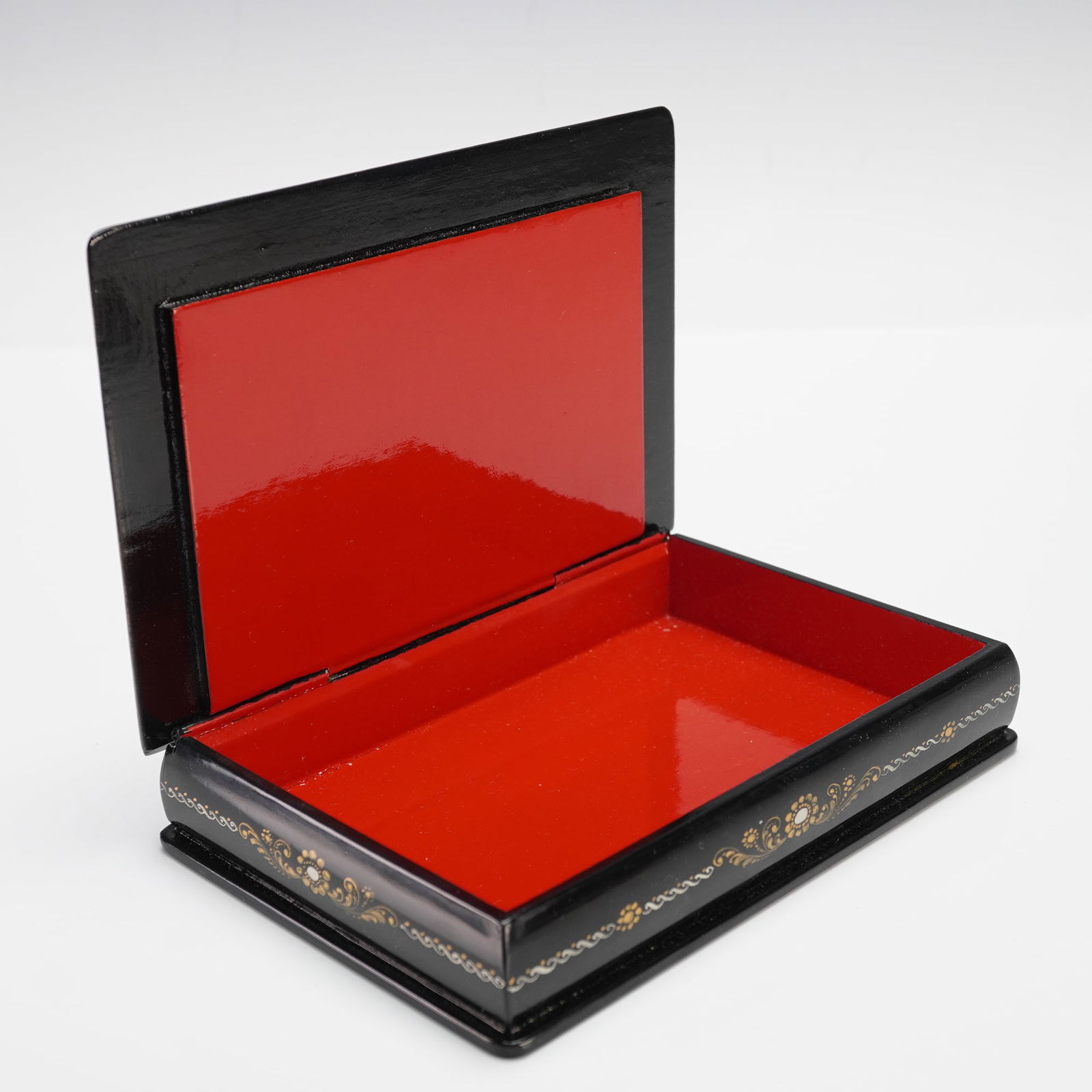 Russian Lacquered Rectangular Folklore Scene Box, Signed - 2