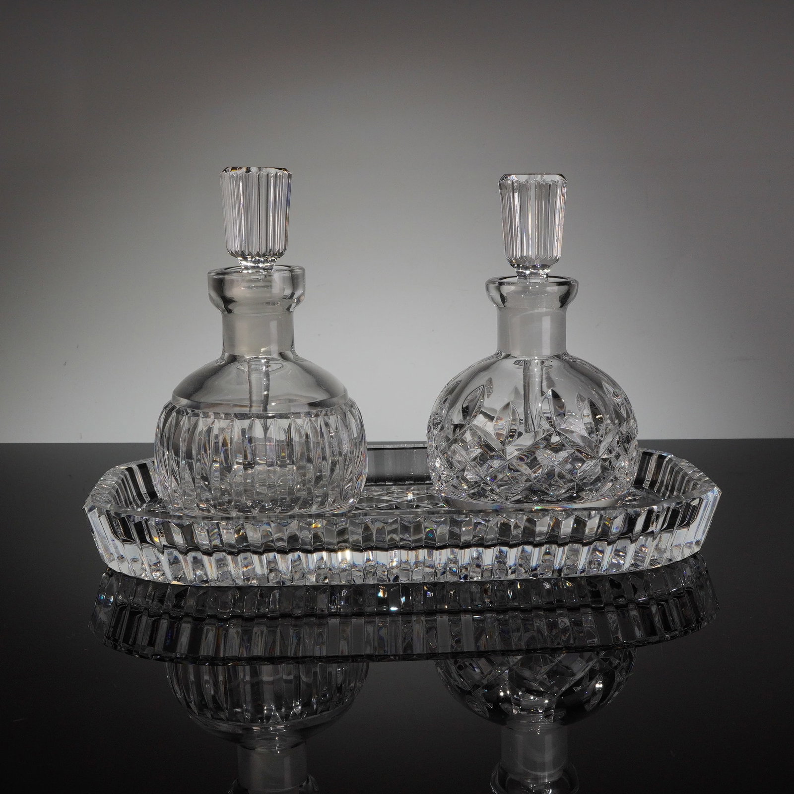 3pc Waterford Crystal Vanity and Lismore Perfume Bottles and Alana Tray (1 of 4)