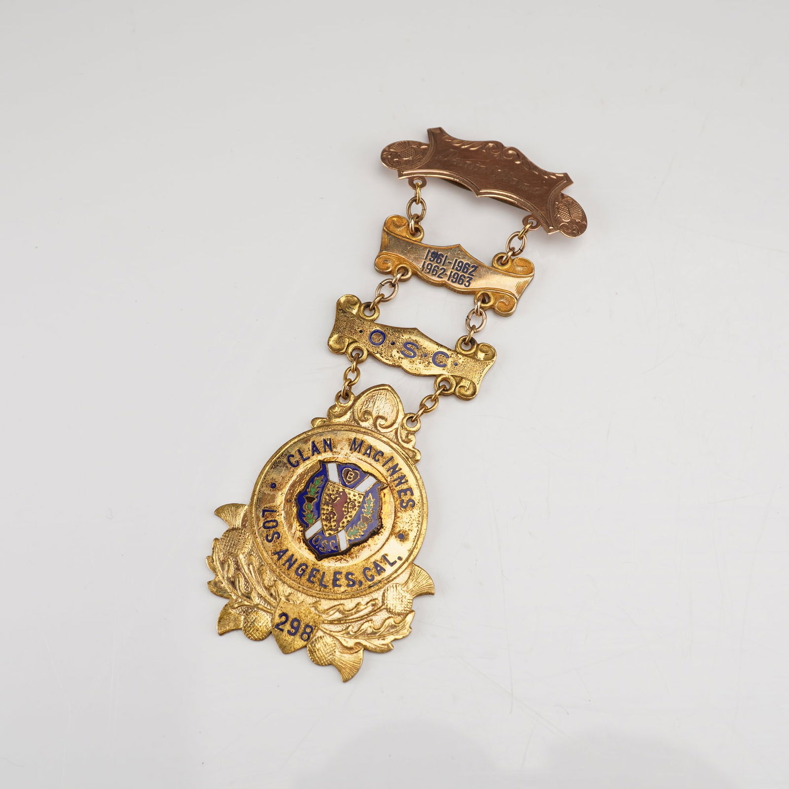 Fraternal Suspension Badge for SOS Clan MacInnes, 10K Top, Scots House (1 of 4)