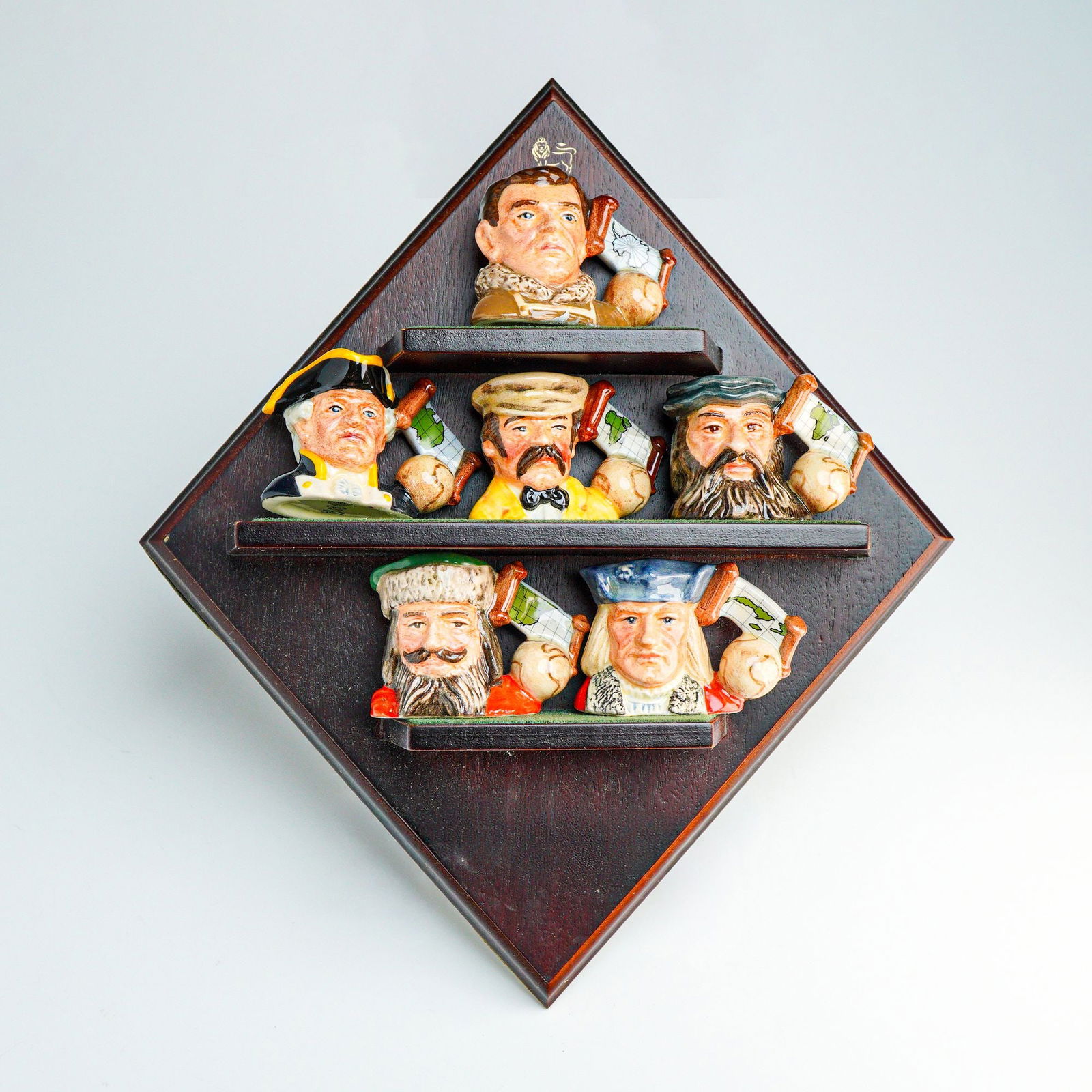 7pc Royal Doulton Display Shelf with 6 Tiny Explorer Character Jugs (1 of 5)