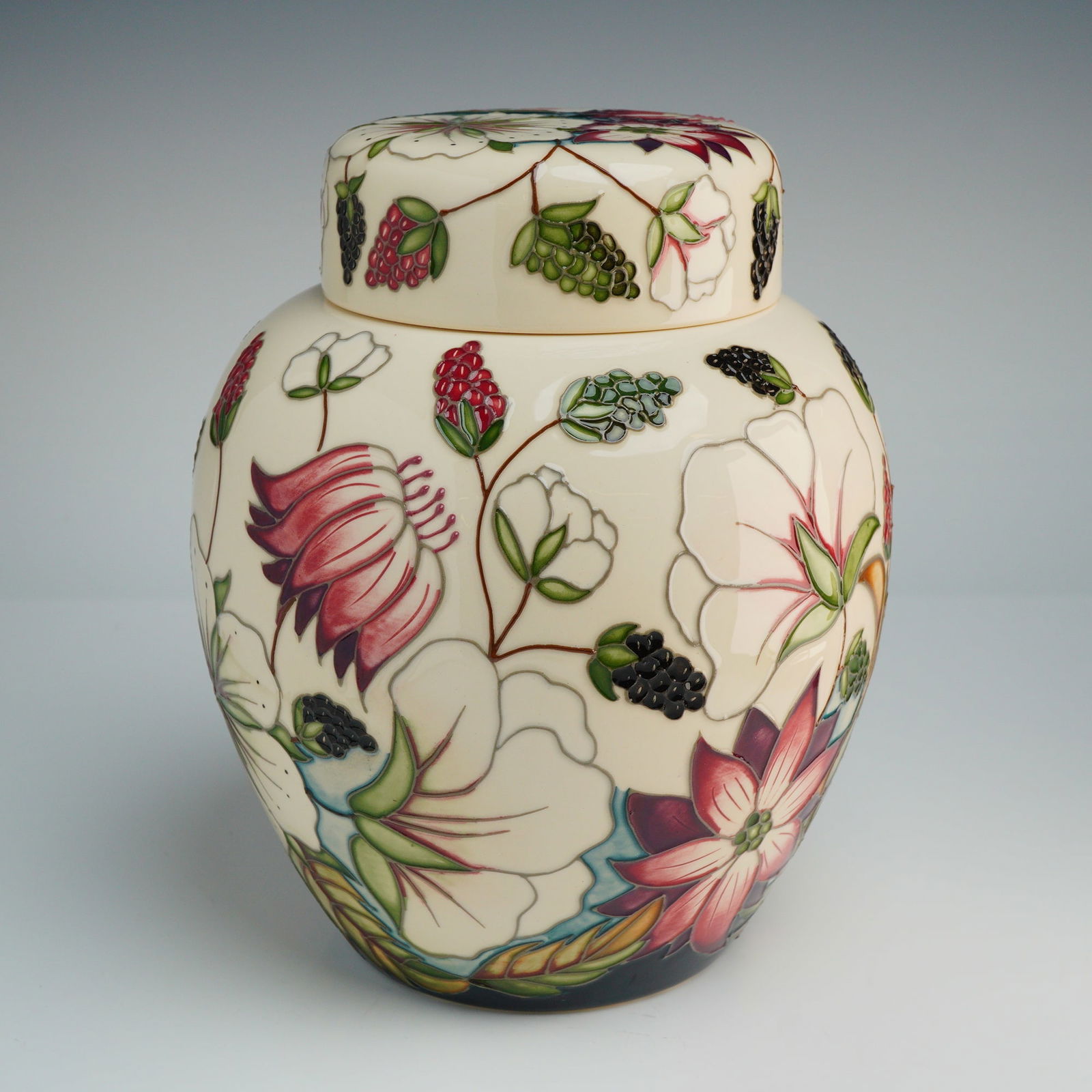 Moorcroft Pottery by Sally Tuffin Ginger Jar with Lid, Bramble (1 of 5)