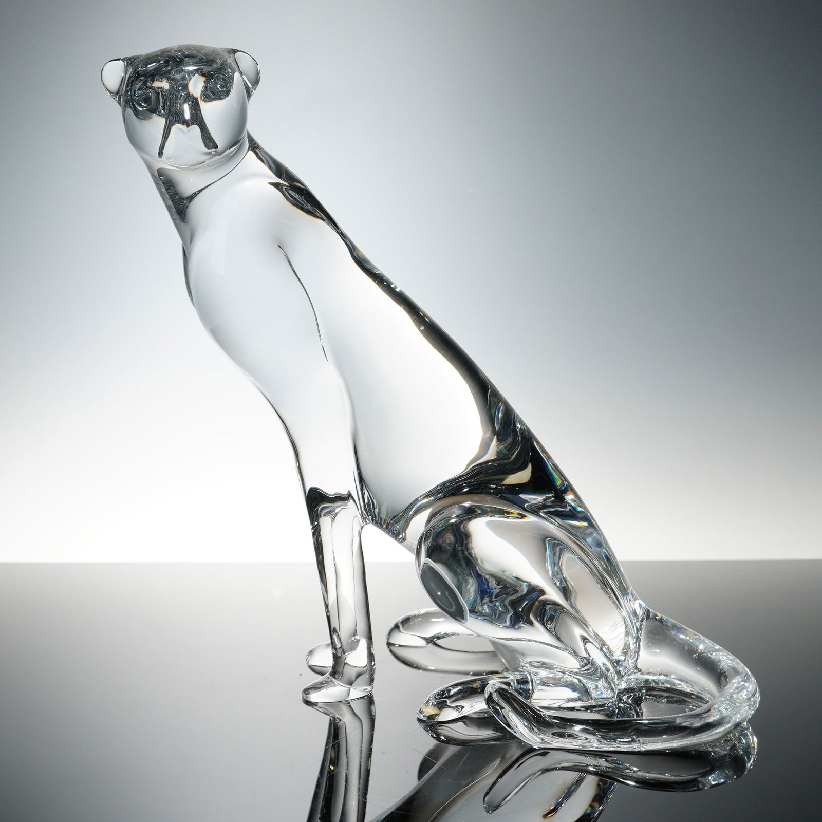 Baccarat Crystal Sculpture Tanganyika Imperial Cheetah, Head Up (1 of 6)