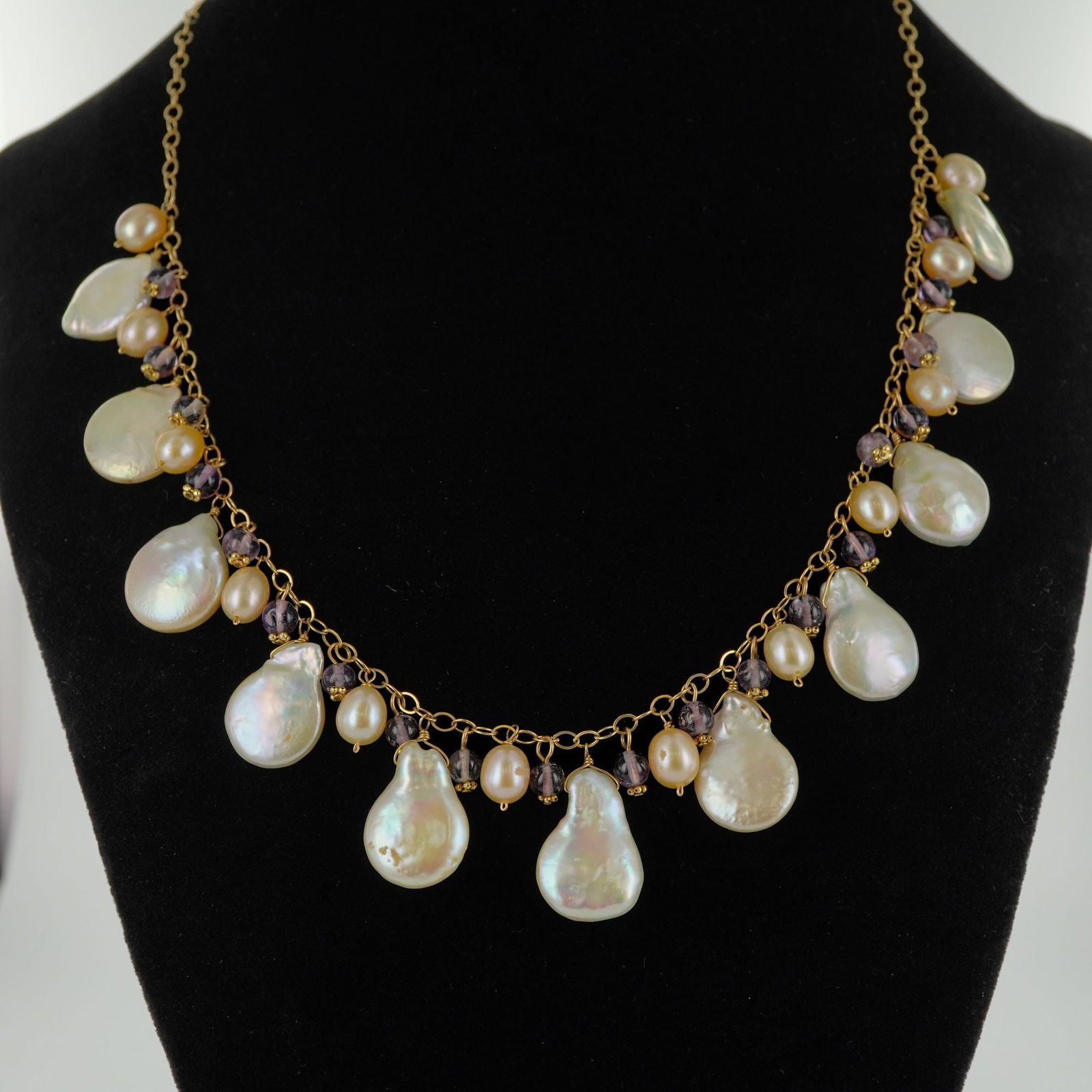 14K Gold Pearl and Amethyst Necklace (1 of 4)