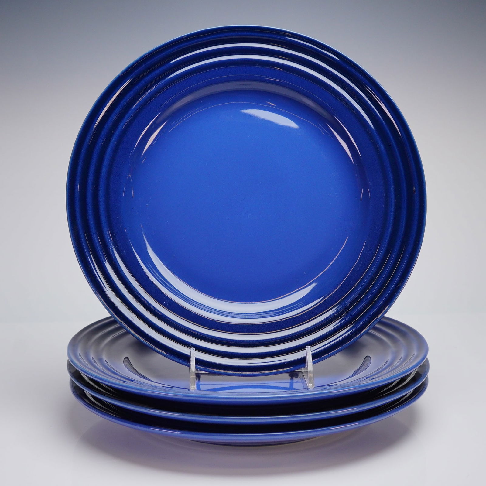 Set of Four Le Creuset Cobalt Blue Stoneware Dinner Plates (1 of 3)