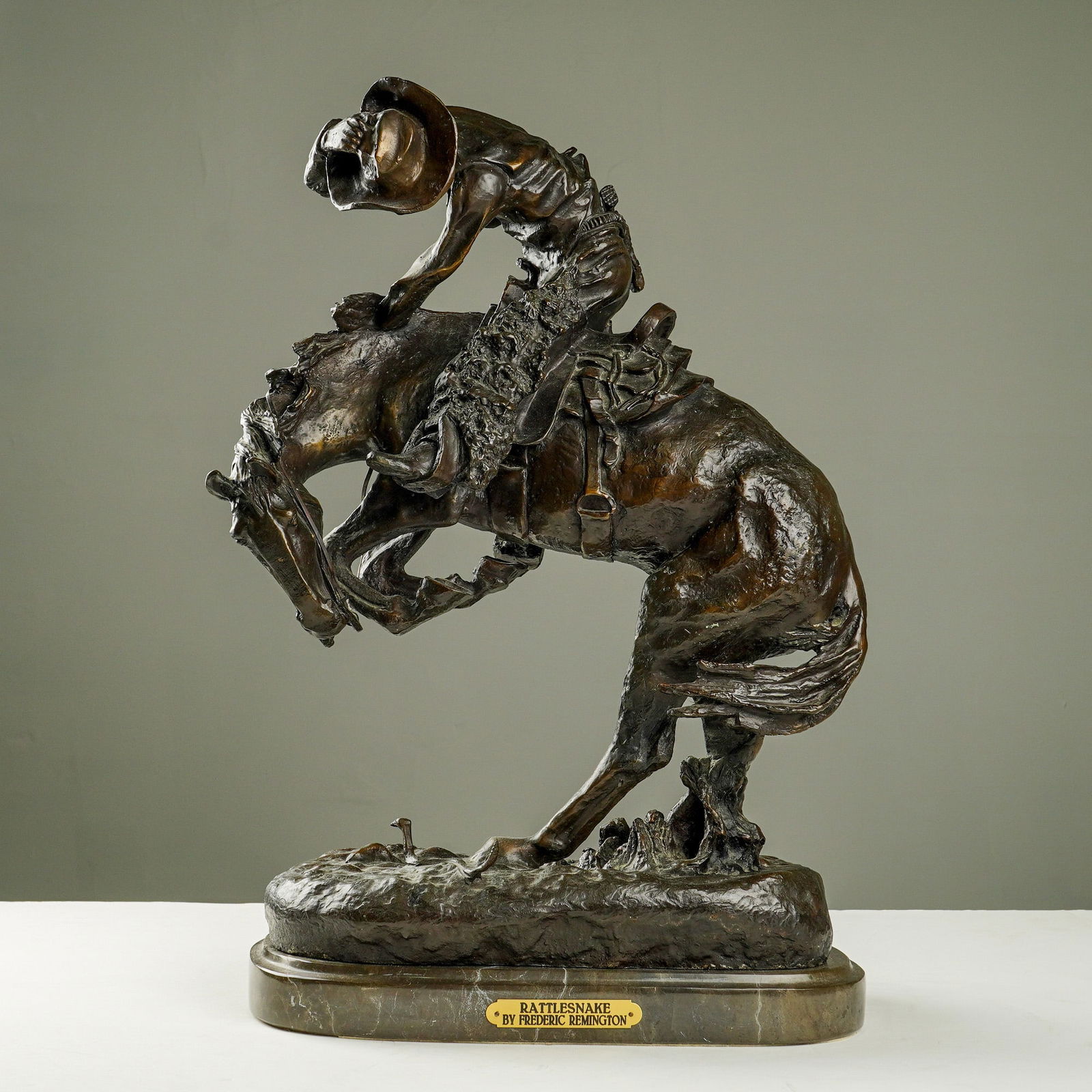 After Frederic Remington (American 1861-1909) Bronze Sculpture, Rattlesnake (1 of 6)