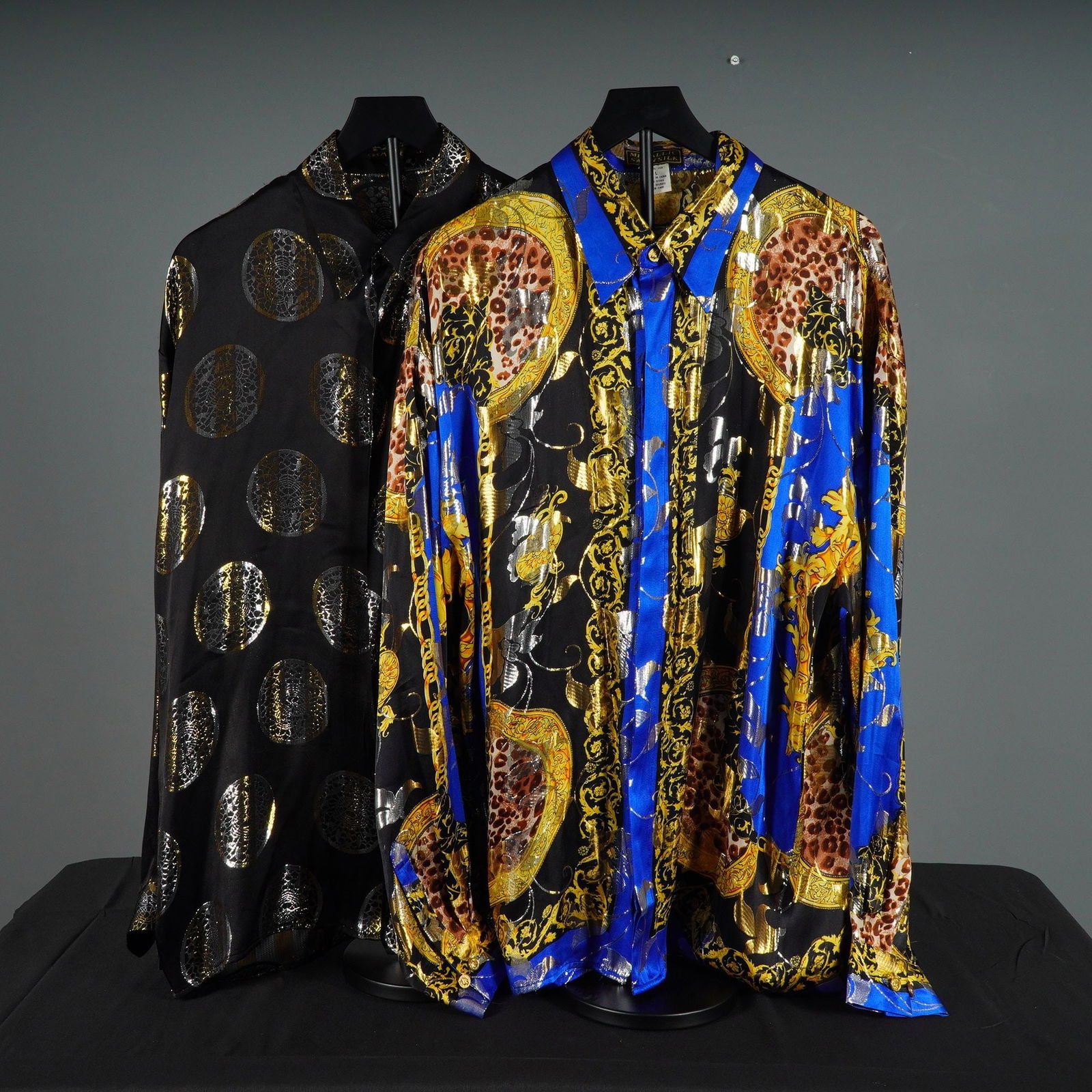 2pc Creme De Silk and Metallic Satin Silk Long Sleeve Shirts (1 of 6)