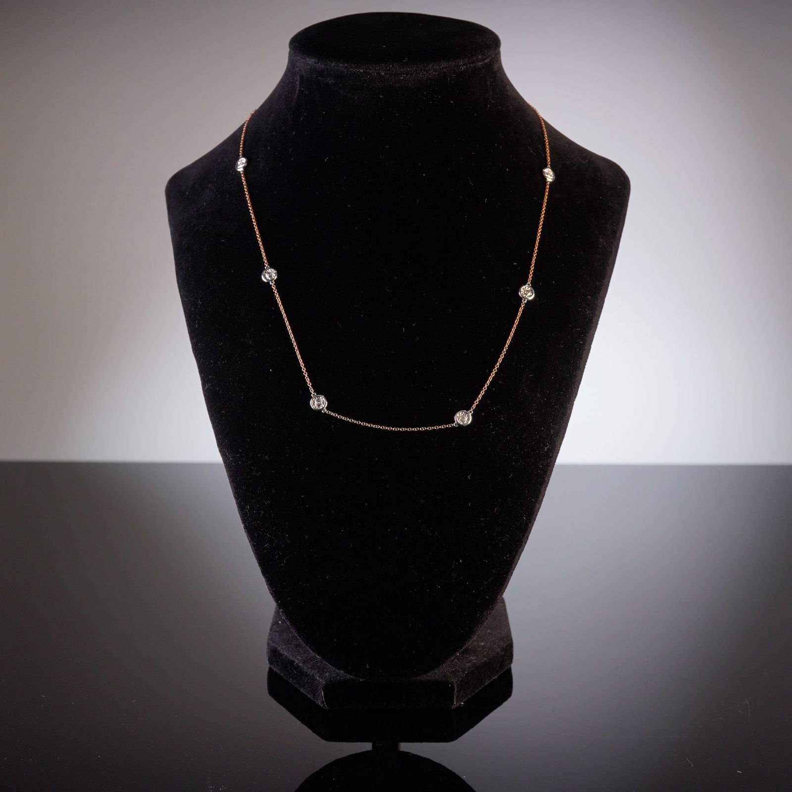 14K Rose and White Gold 0.16ctw Diamond Station Necklace (1 of 6)