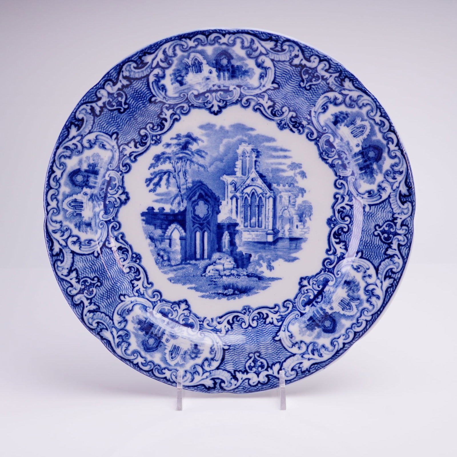 George Jones Flow Blue Transferware Plate in Abbey Pattern (1 of 4)